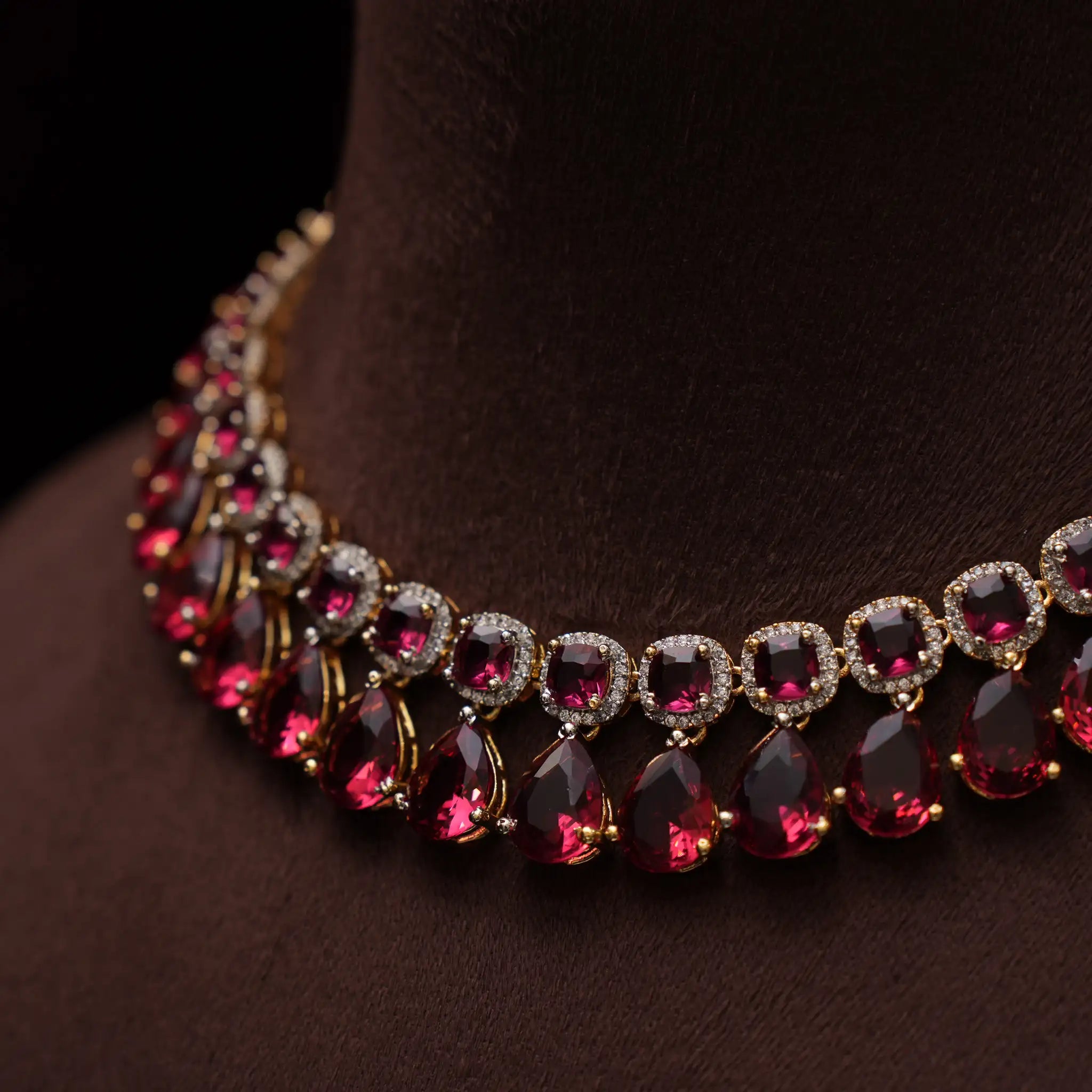 Libni Zircon Necklace - Red