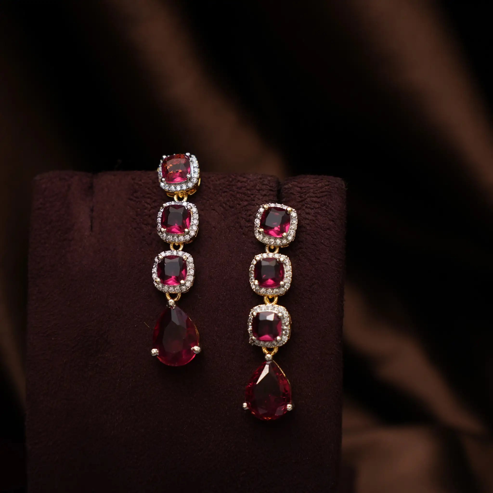 Libni Zircon Necklace - Red