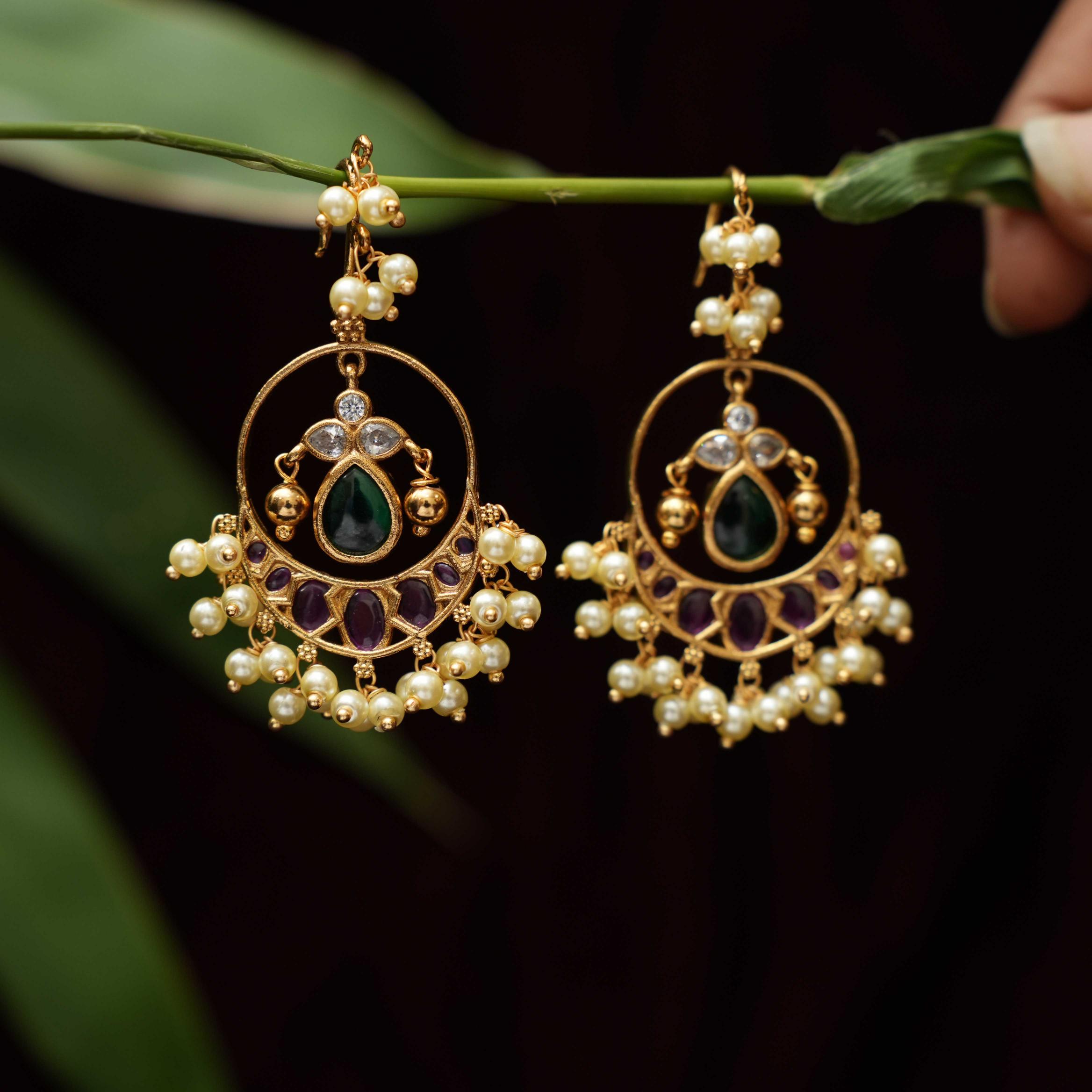 Lokita Antique Designer Earrings - Green