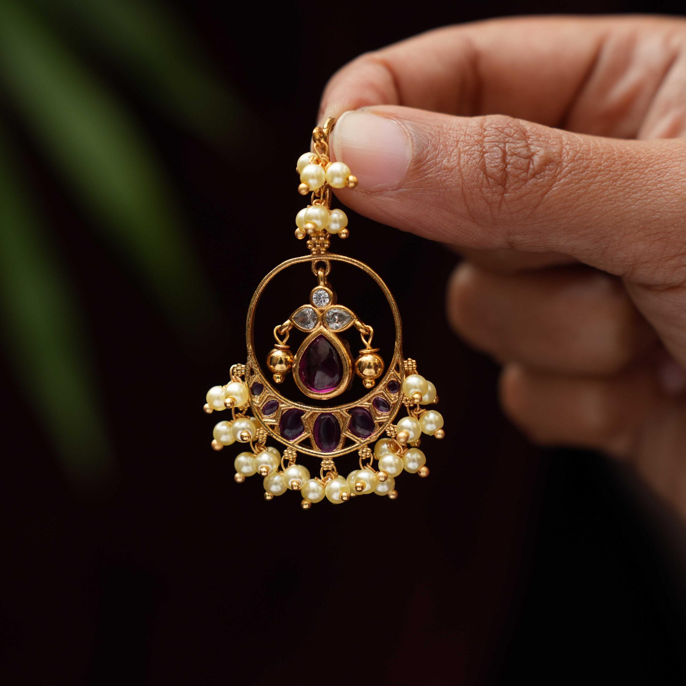 Lokita Antique Designer Earrings - Red