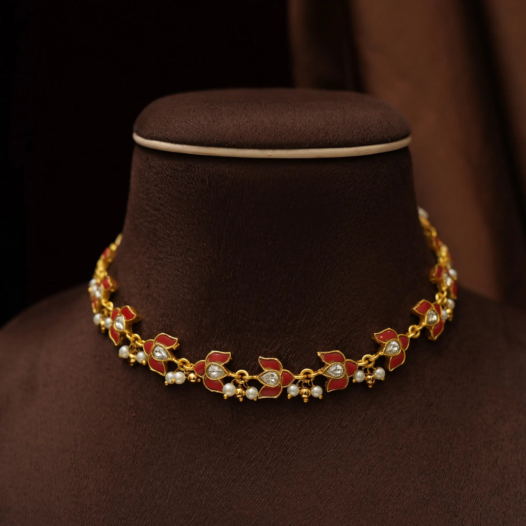 Luna Polki Choker - Coral