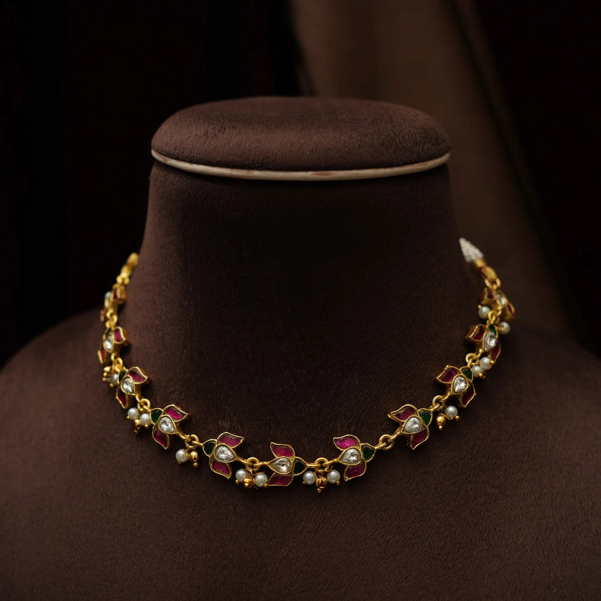 Luna Polki Choker - Red