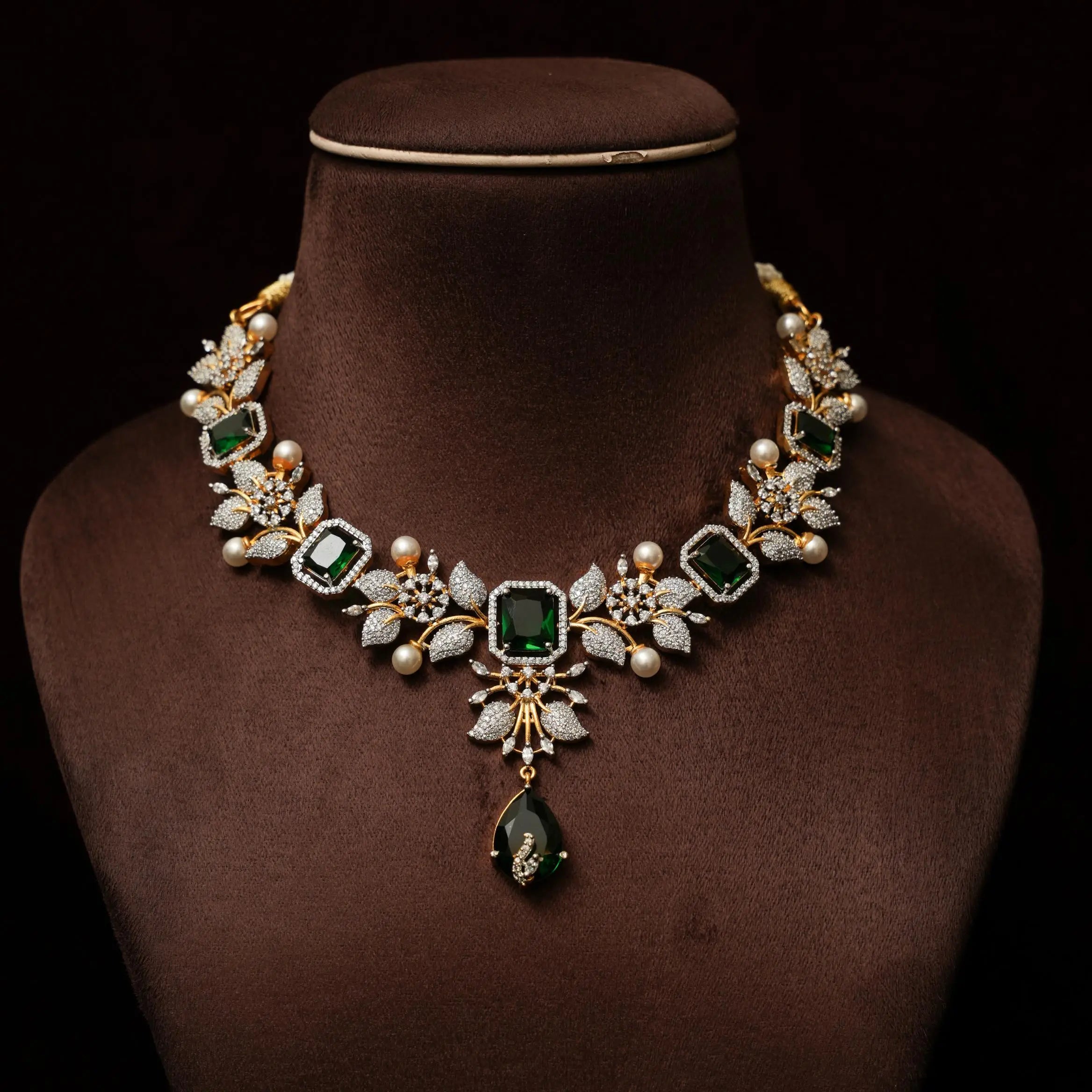 Malini Zircon Necklace - Emerald Green