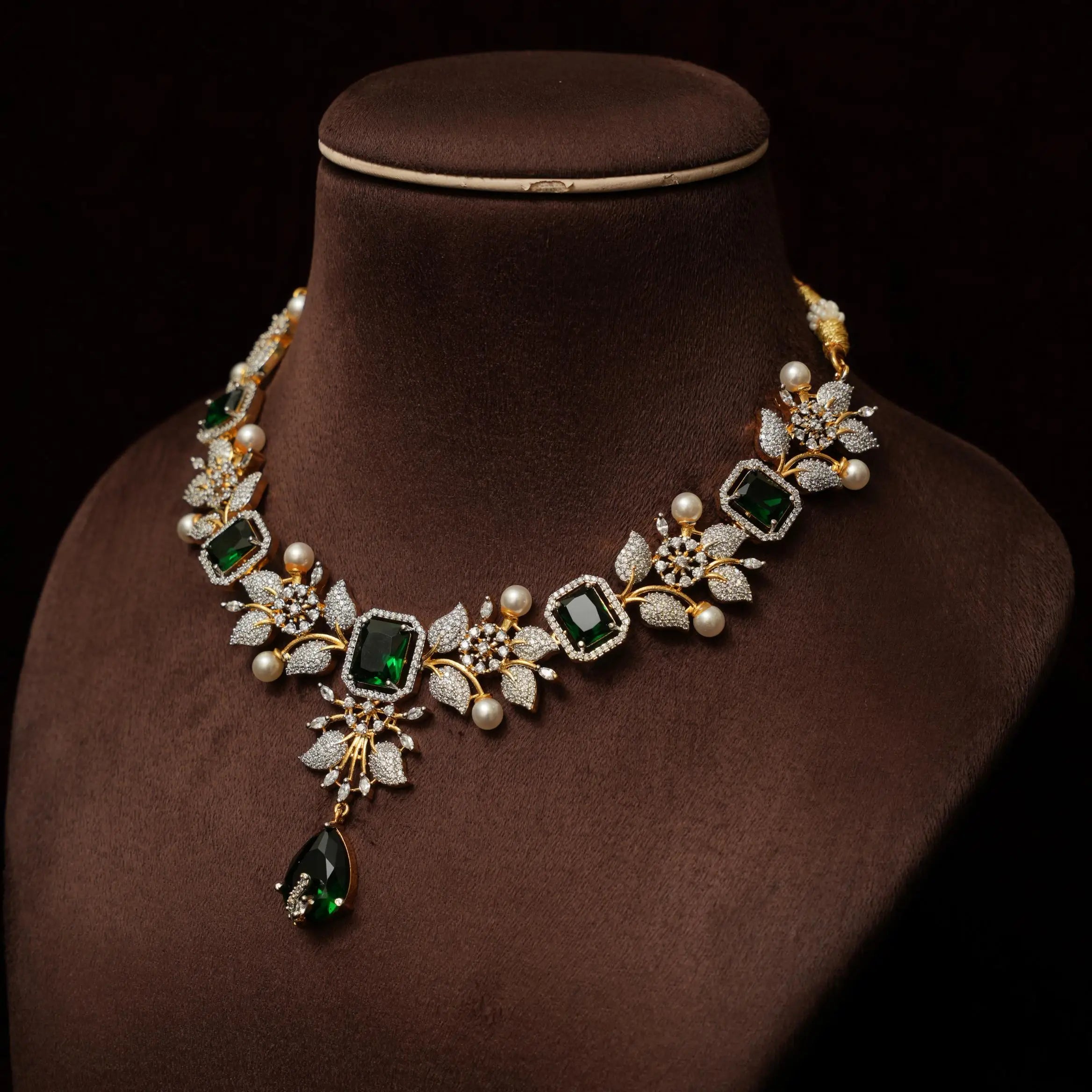 Malini Zircon Necklace - Emerald Green