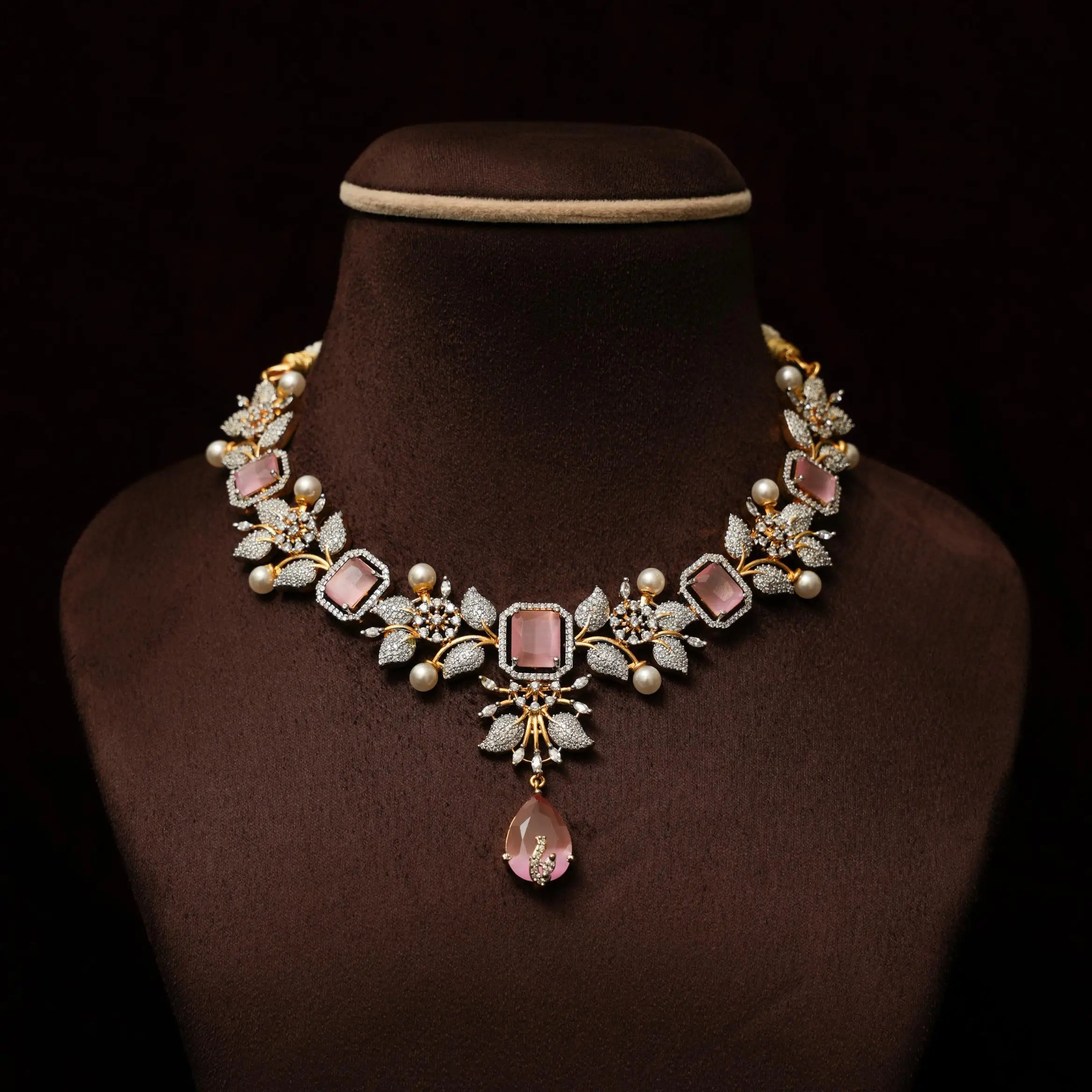 Malini Zircon Necklace - Pastel Pink