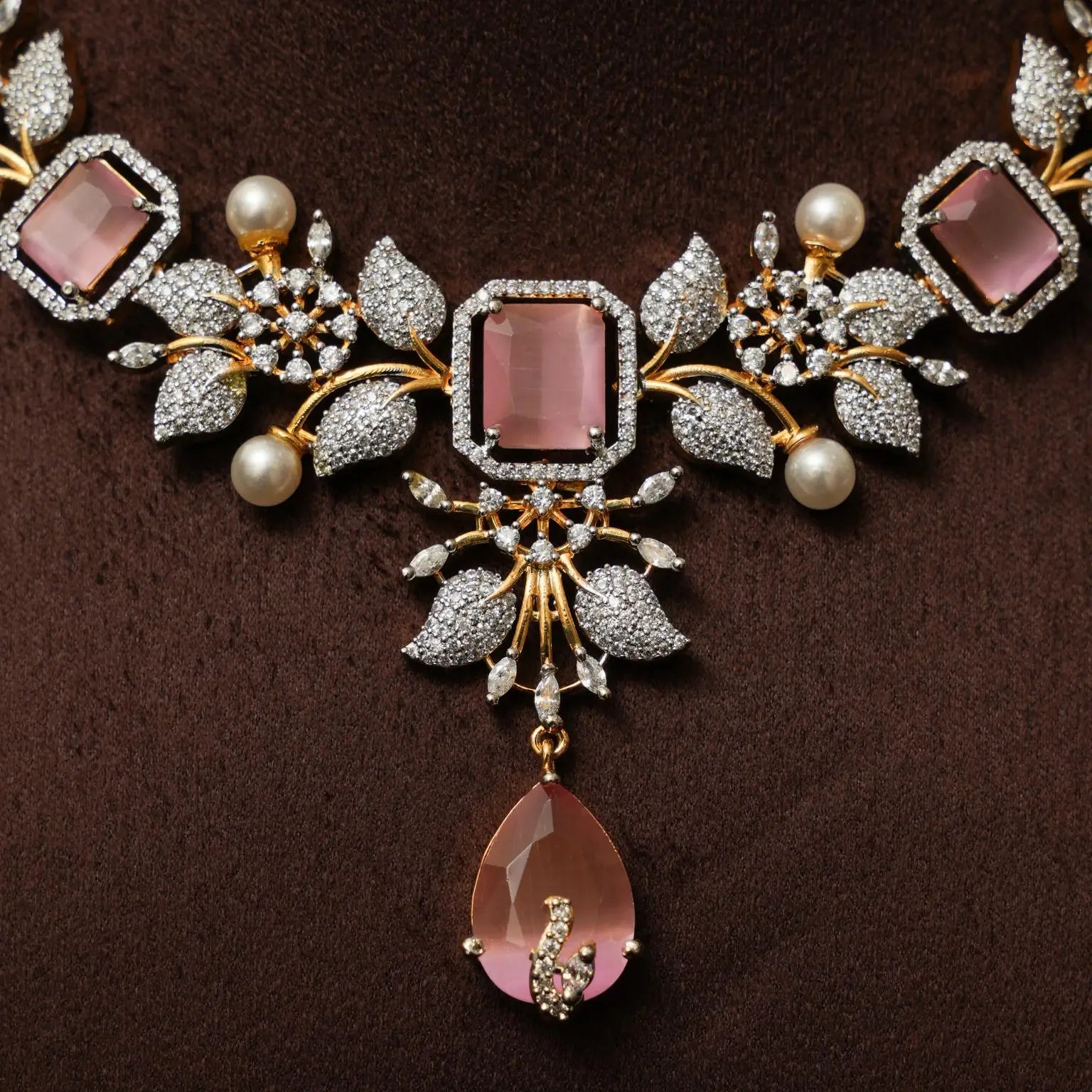 Malini Zircon Necklace - Pastel Pink