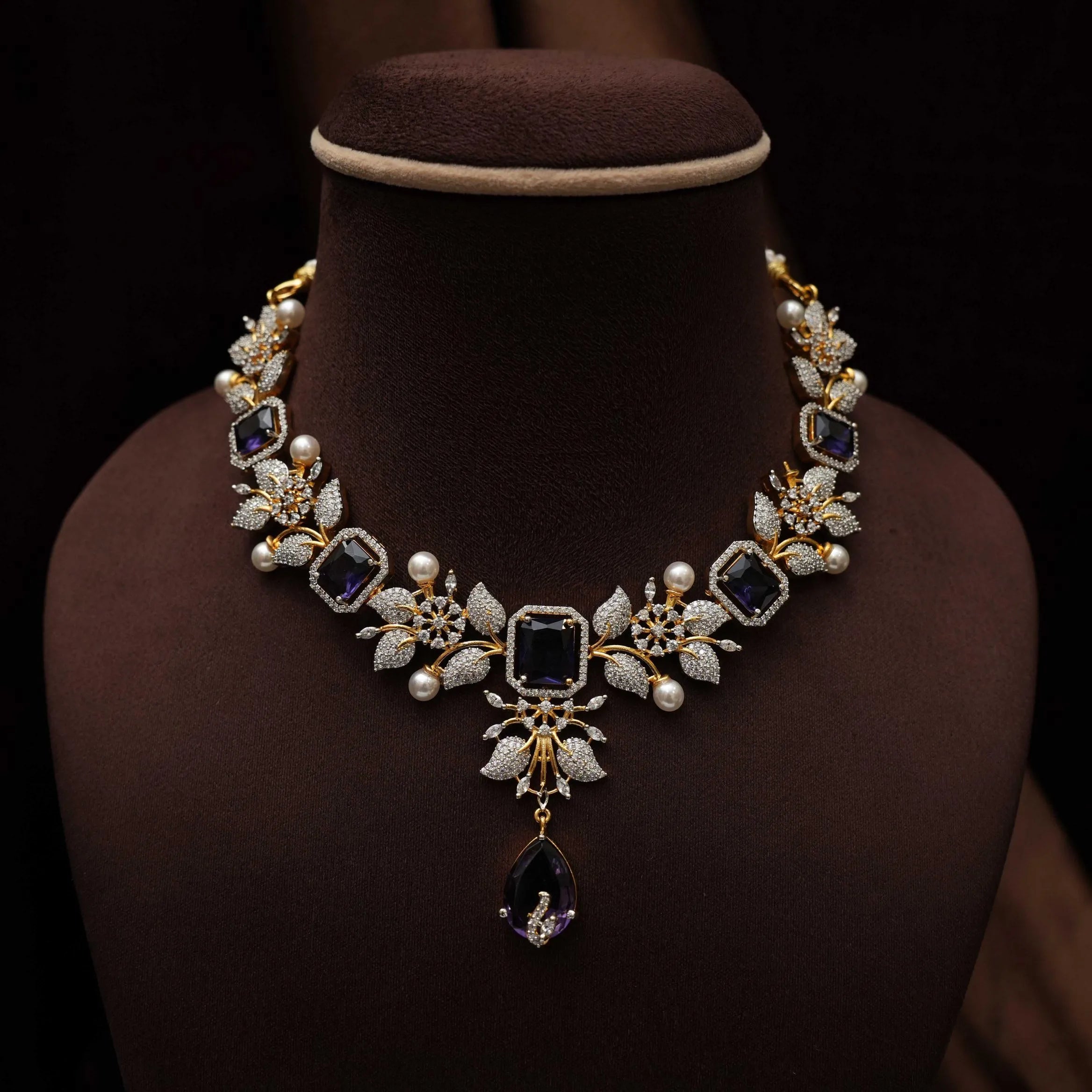 Malini Zircon Necklace - Purple