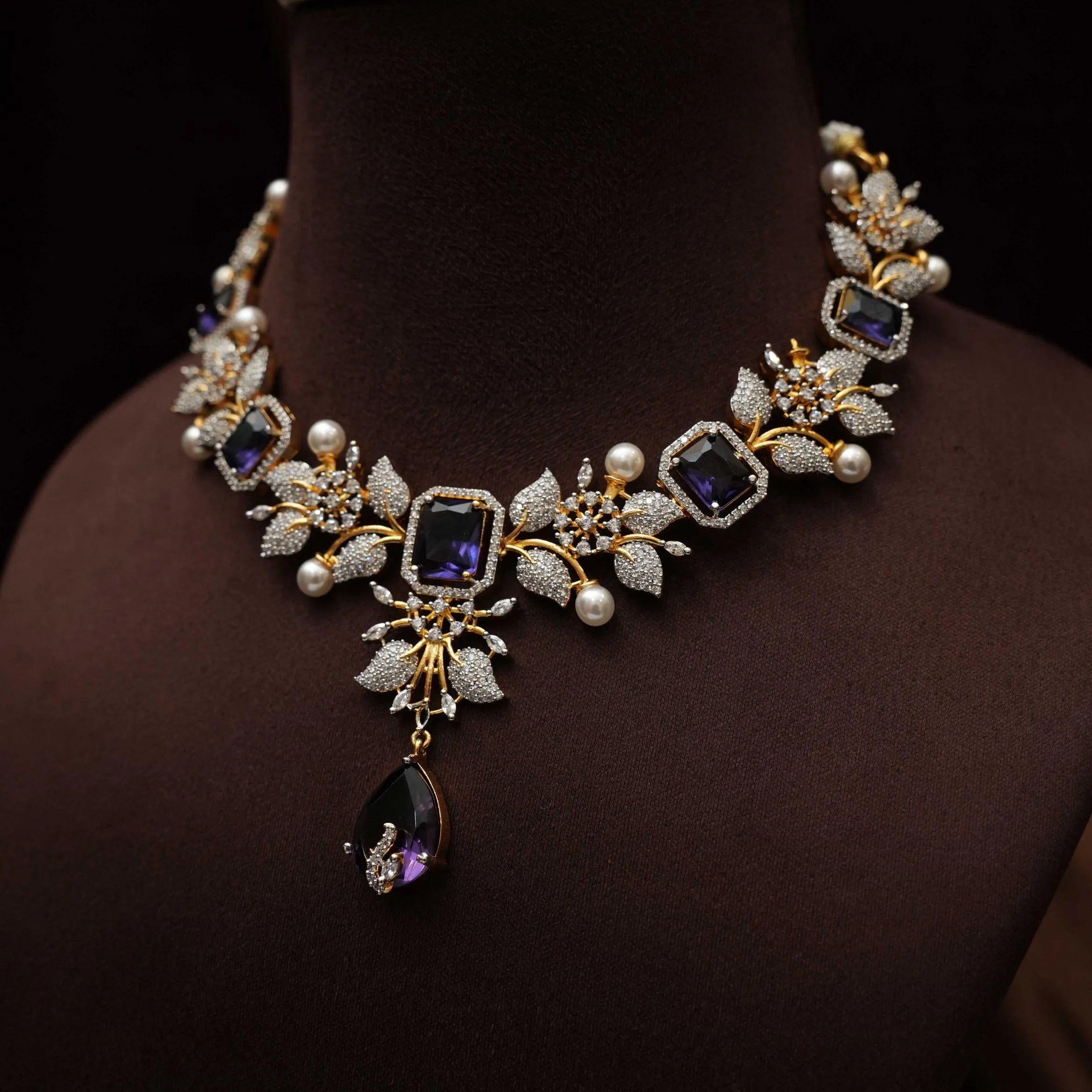 Malini Zircon Necklace - Purple