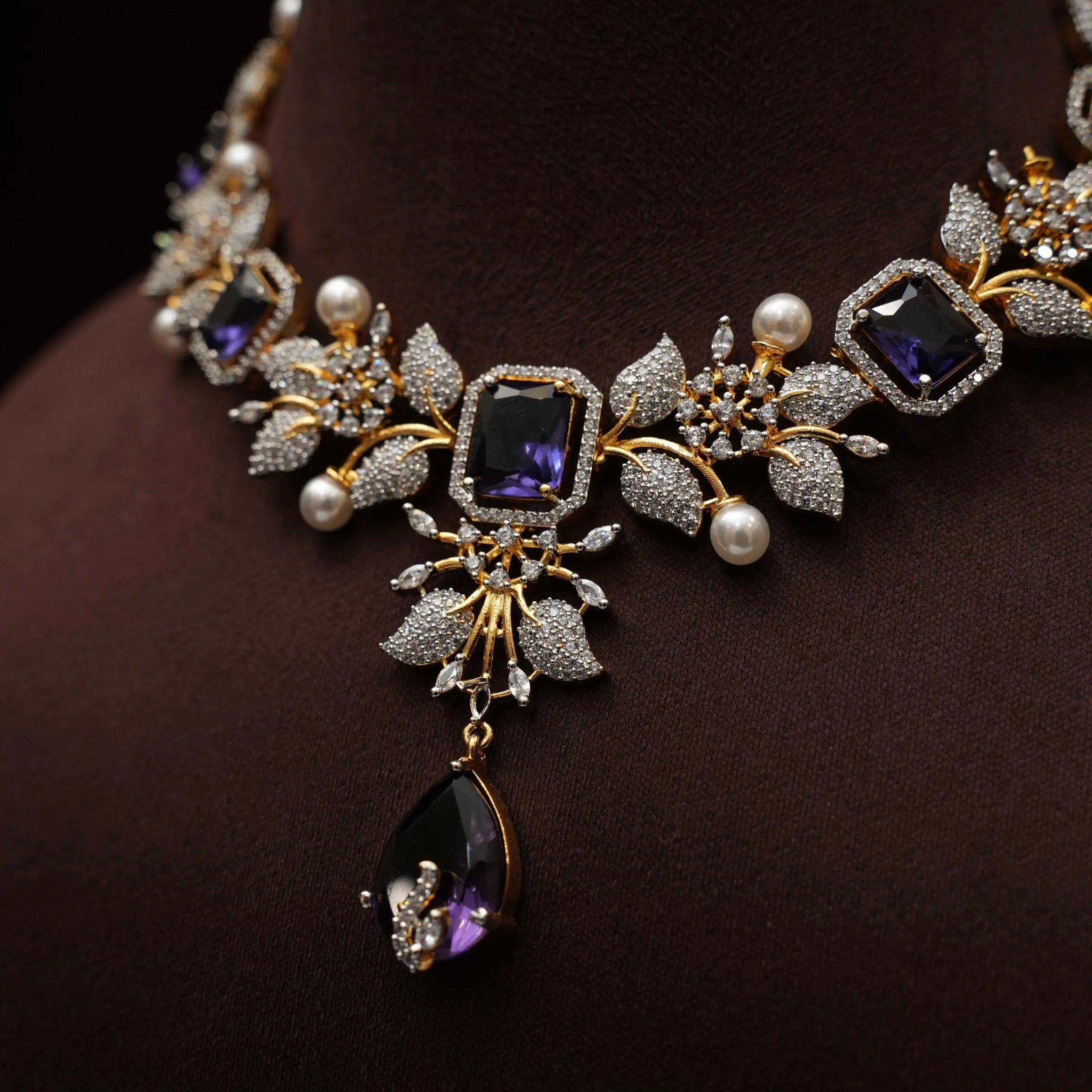 Malini Zircon Necklace - Purple