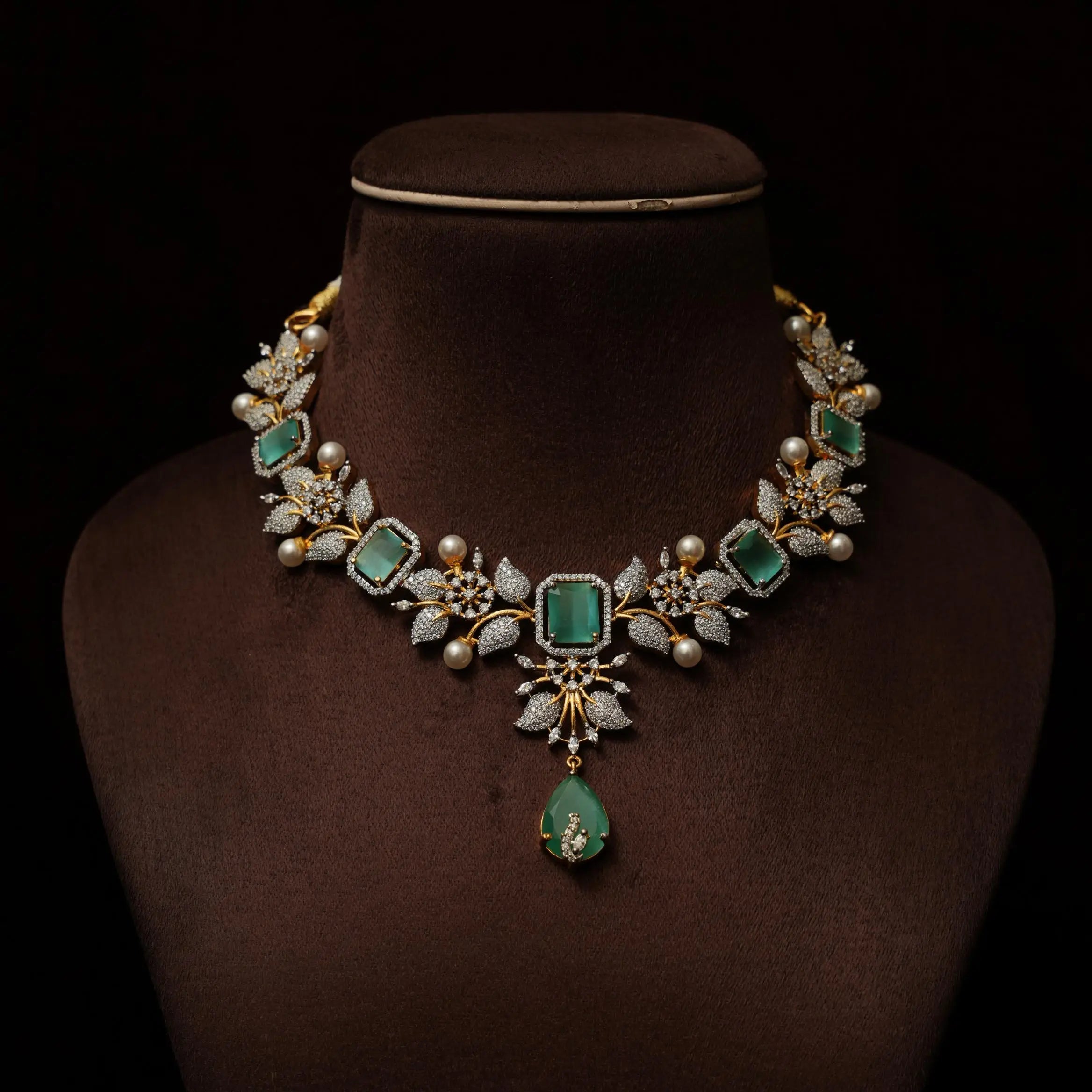 Malini Zircon Necklace - Sea Green