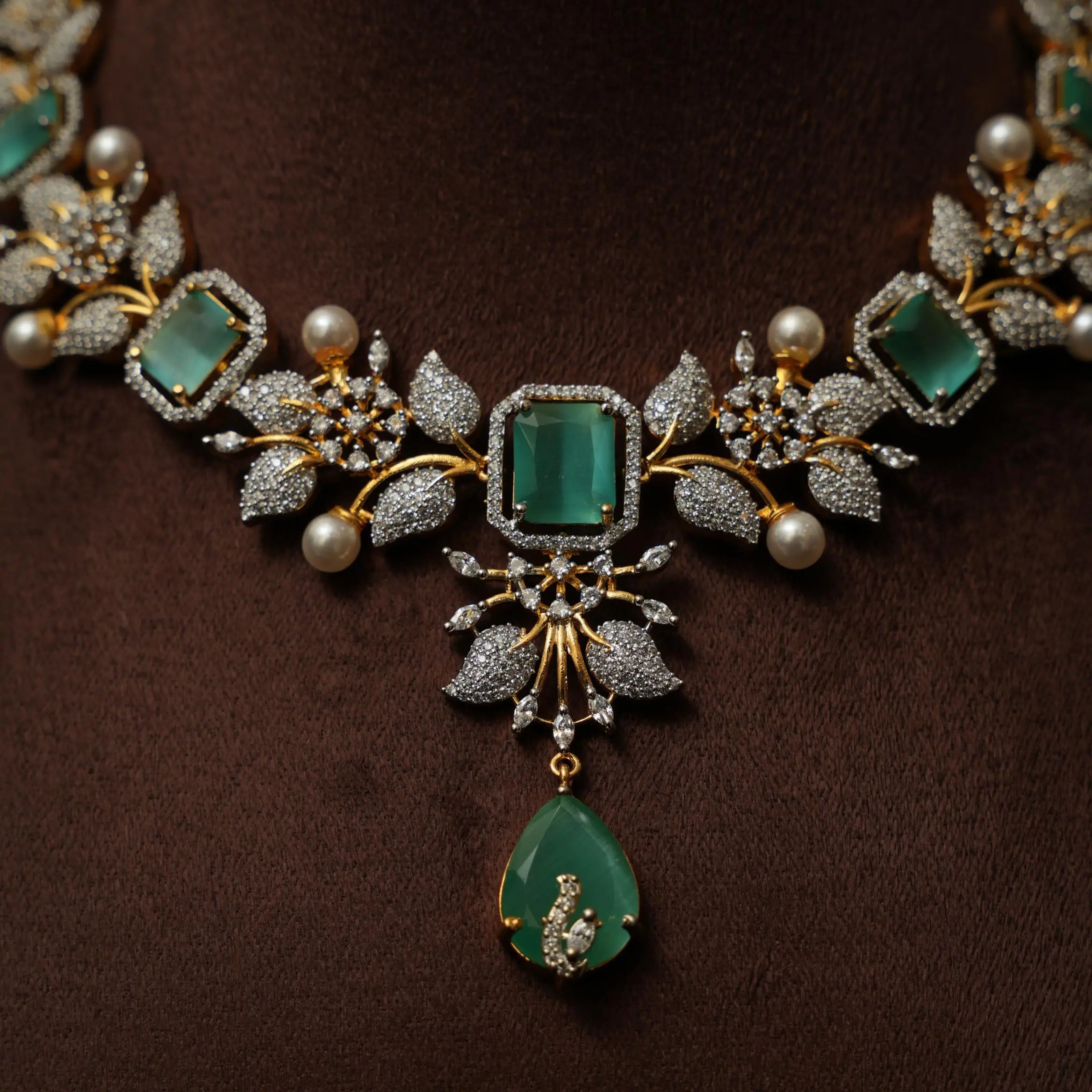 Malini Zircon Necklace - Sea Green