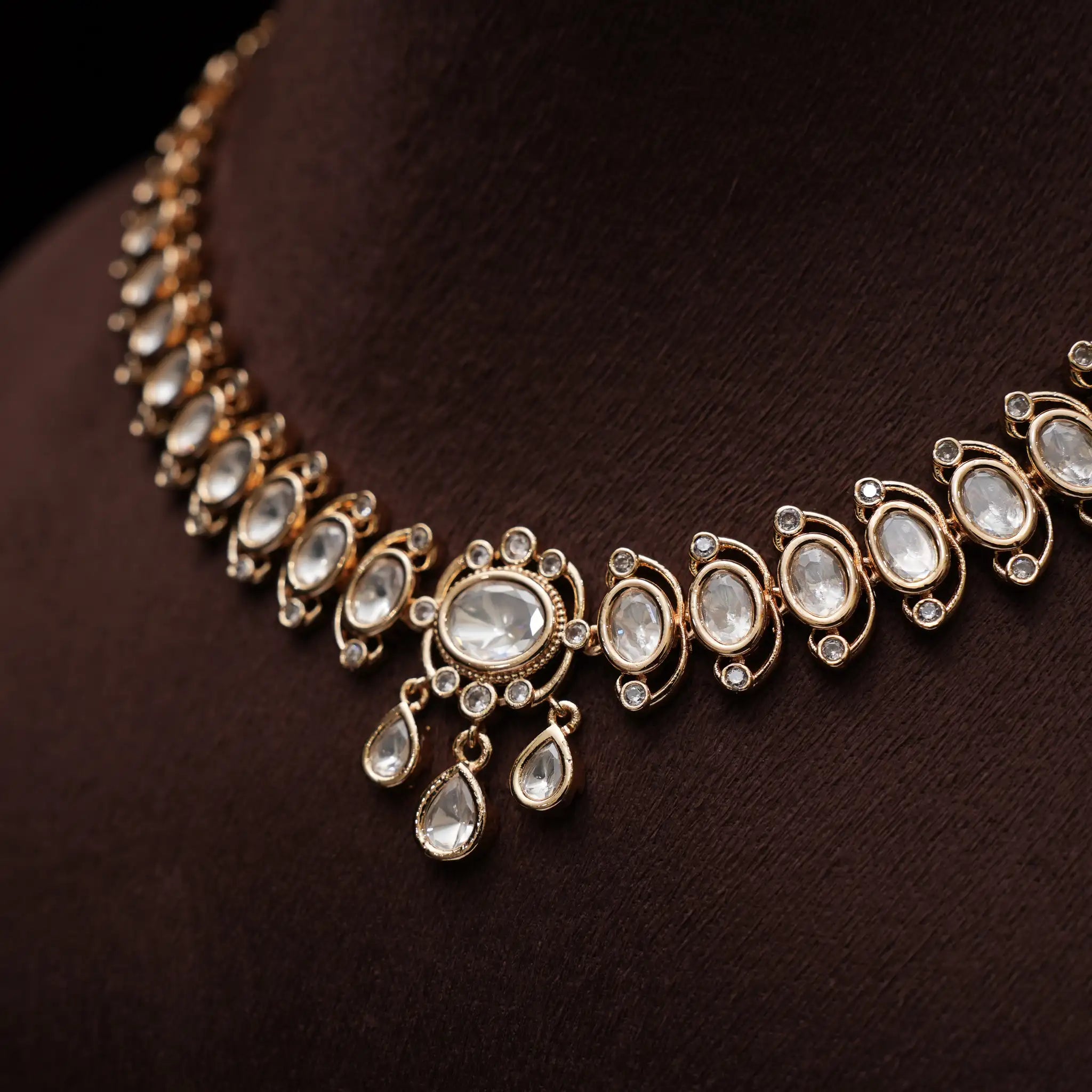 Manisha Victorian Polki Necklace - Gold Finish