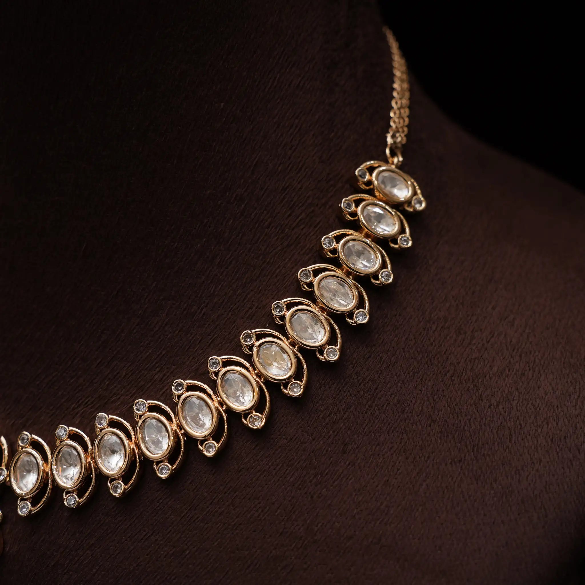 Manisha Victorian Polki Necklace - Gold Finish