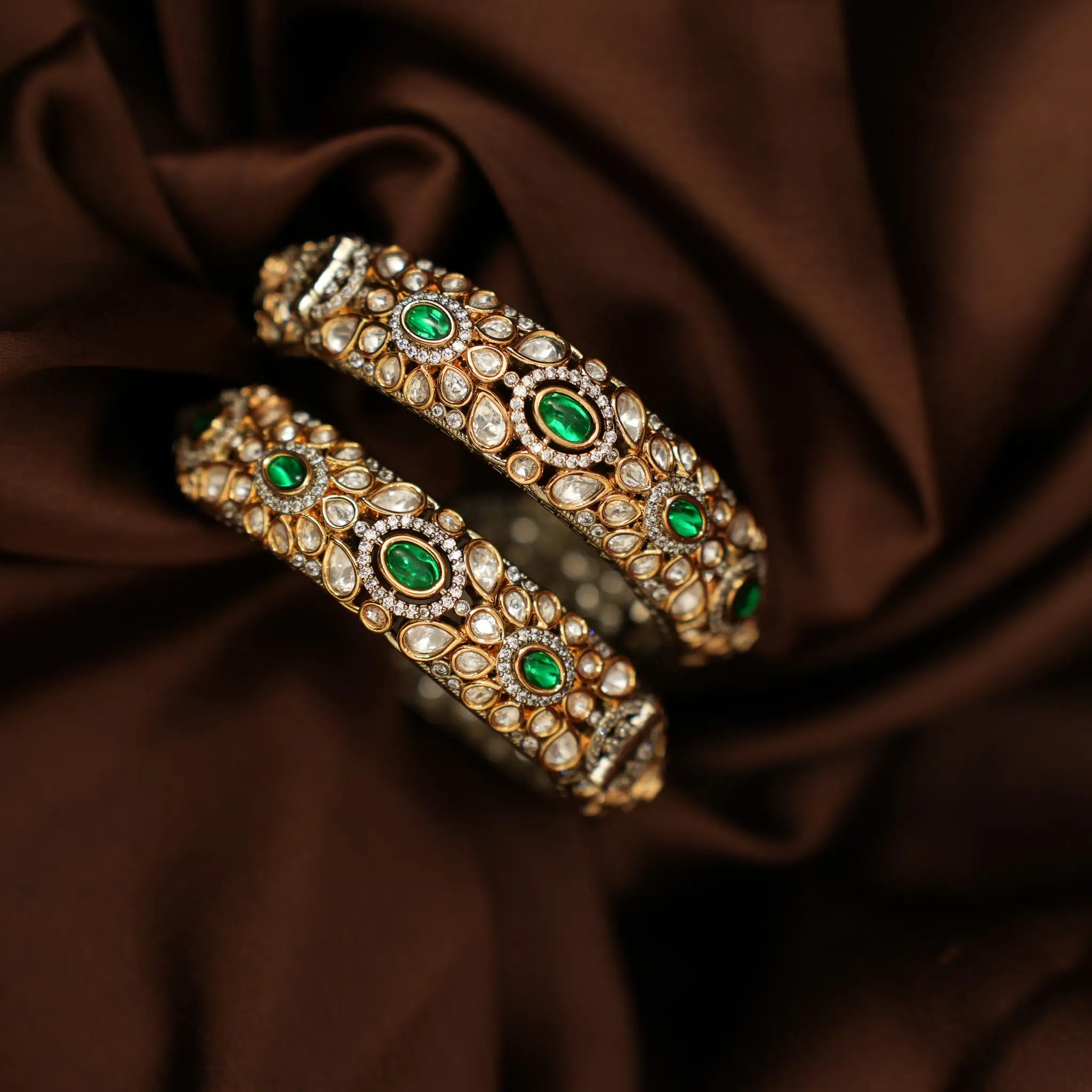 Maria Polki Bangles - Green