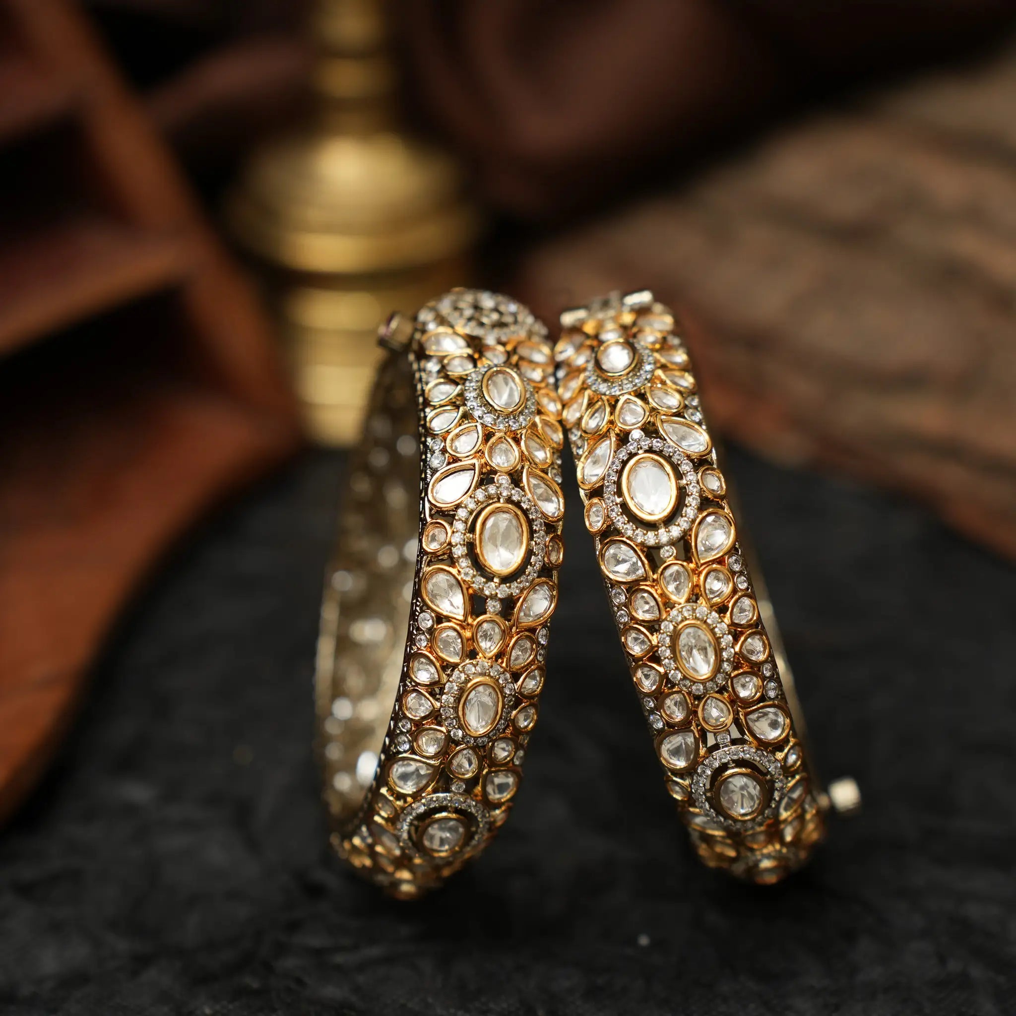 Maria Polki Bangles - White