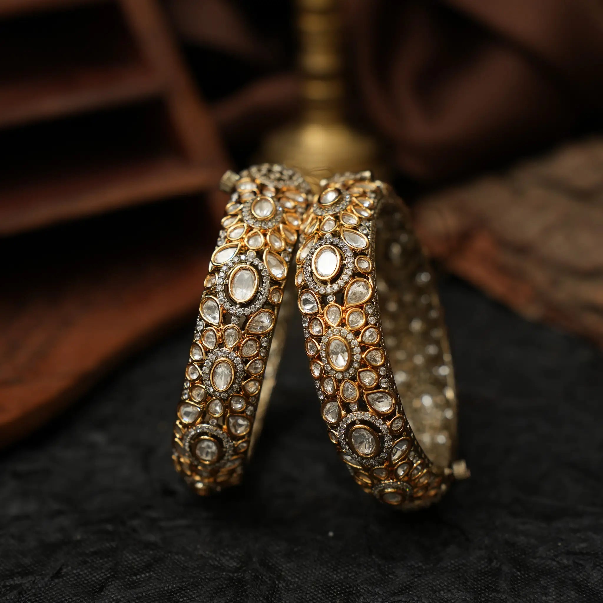 Maria Polki Bangles - White