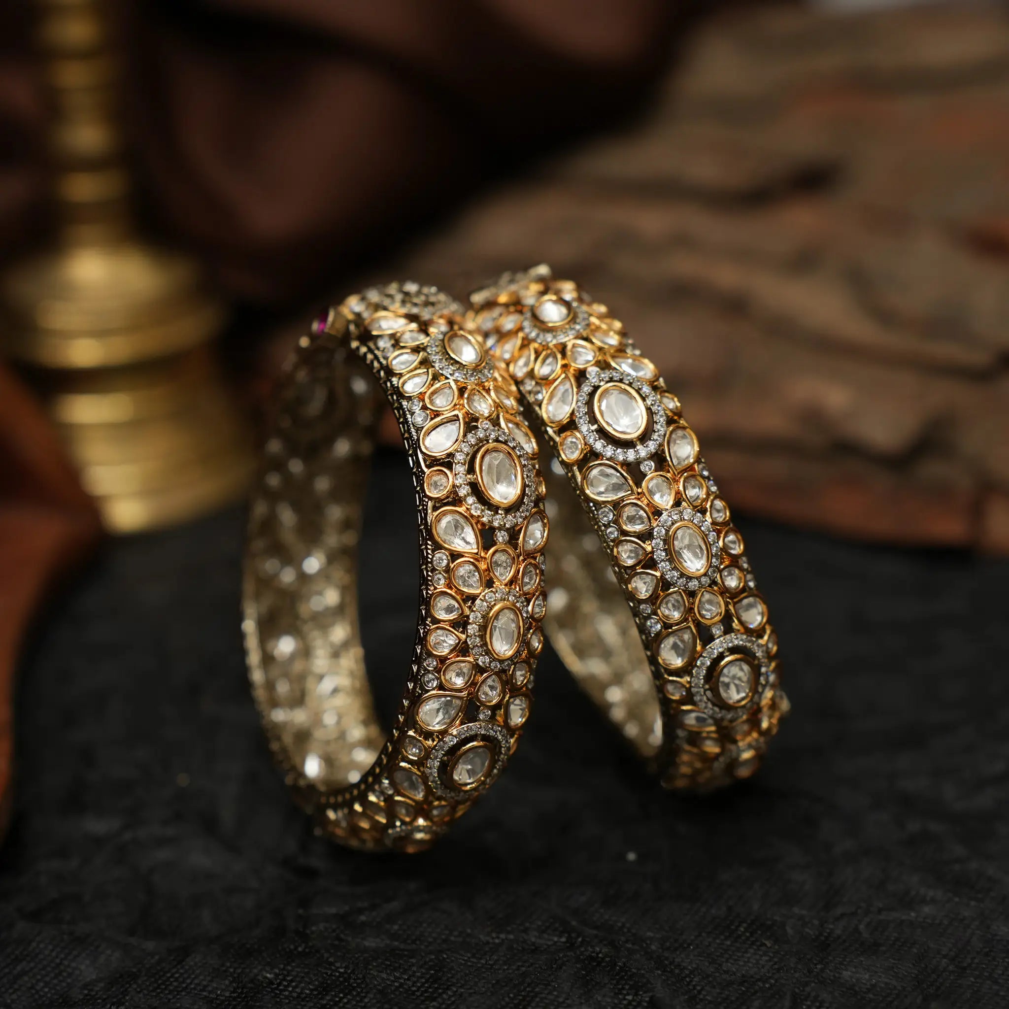 Maria Polki Bangles - White