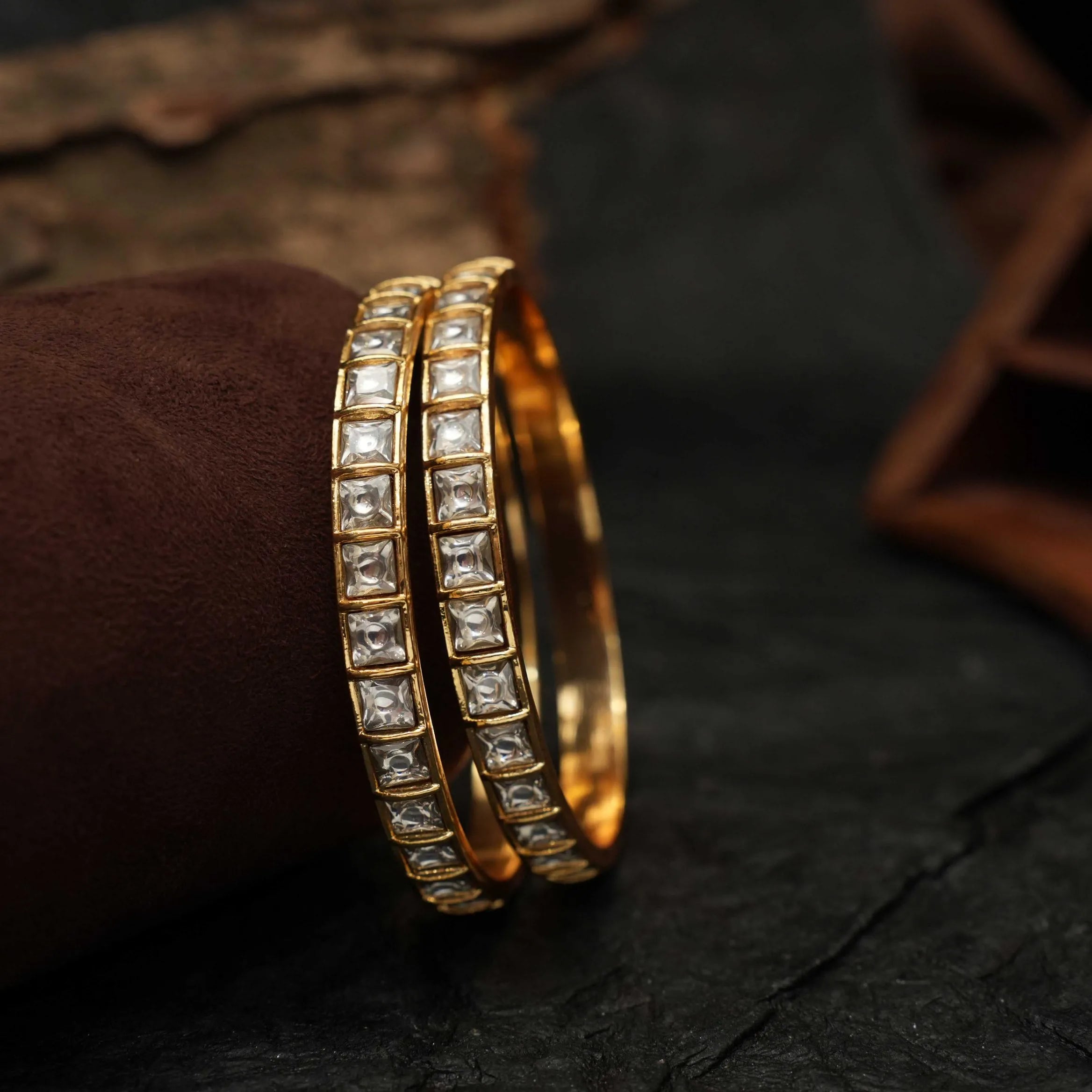 Meera Antique Bangles - White