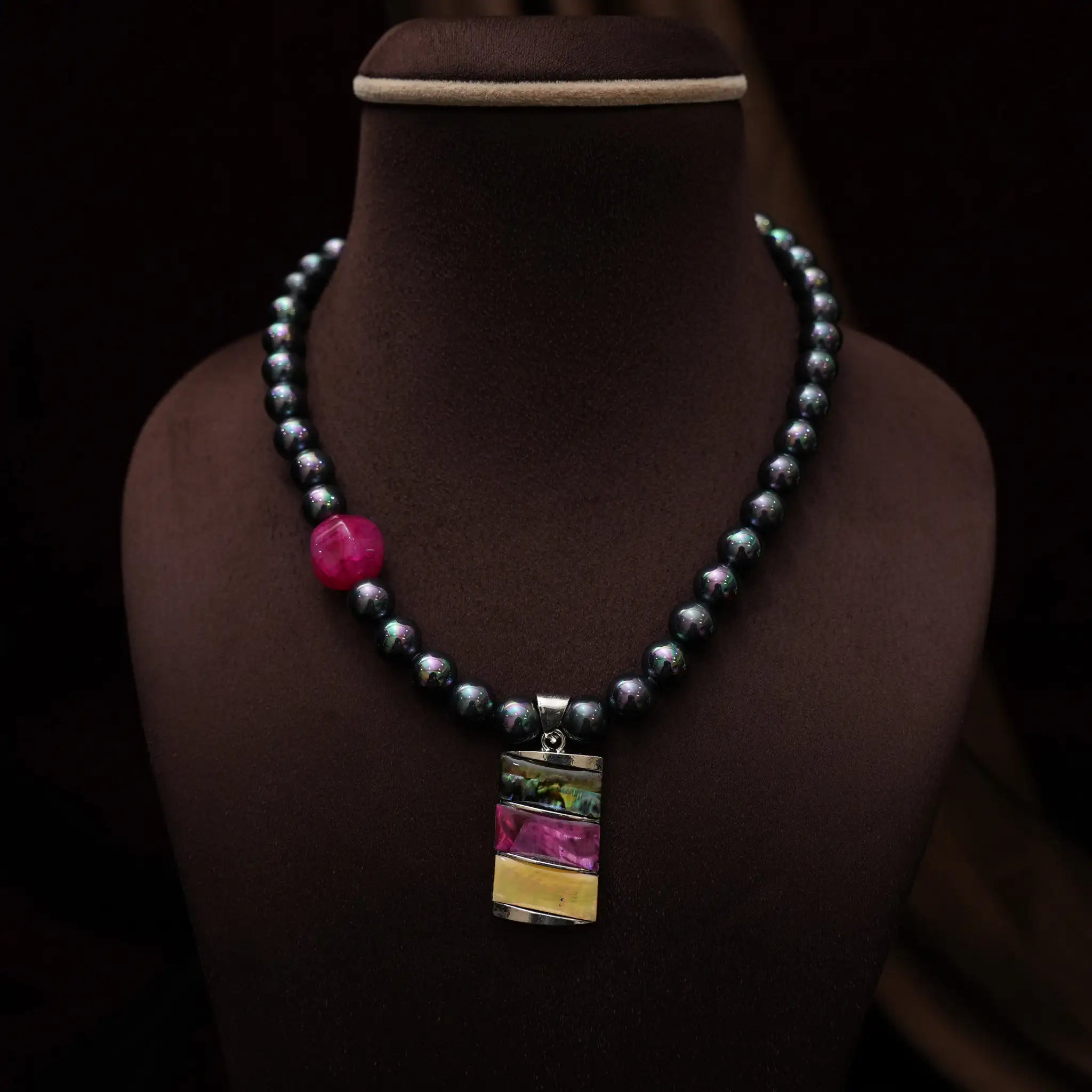 Meera Beaded Necklace - Grey