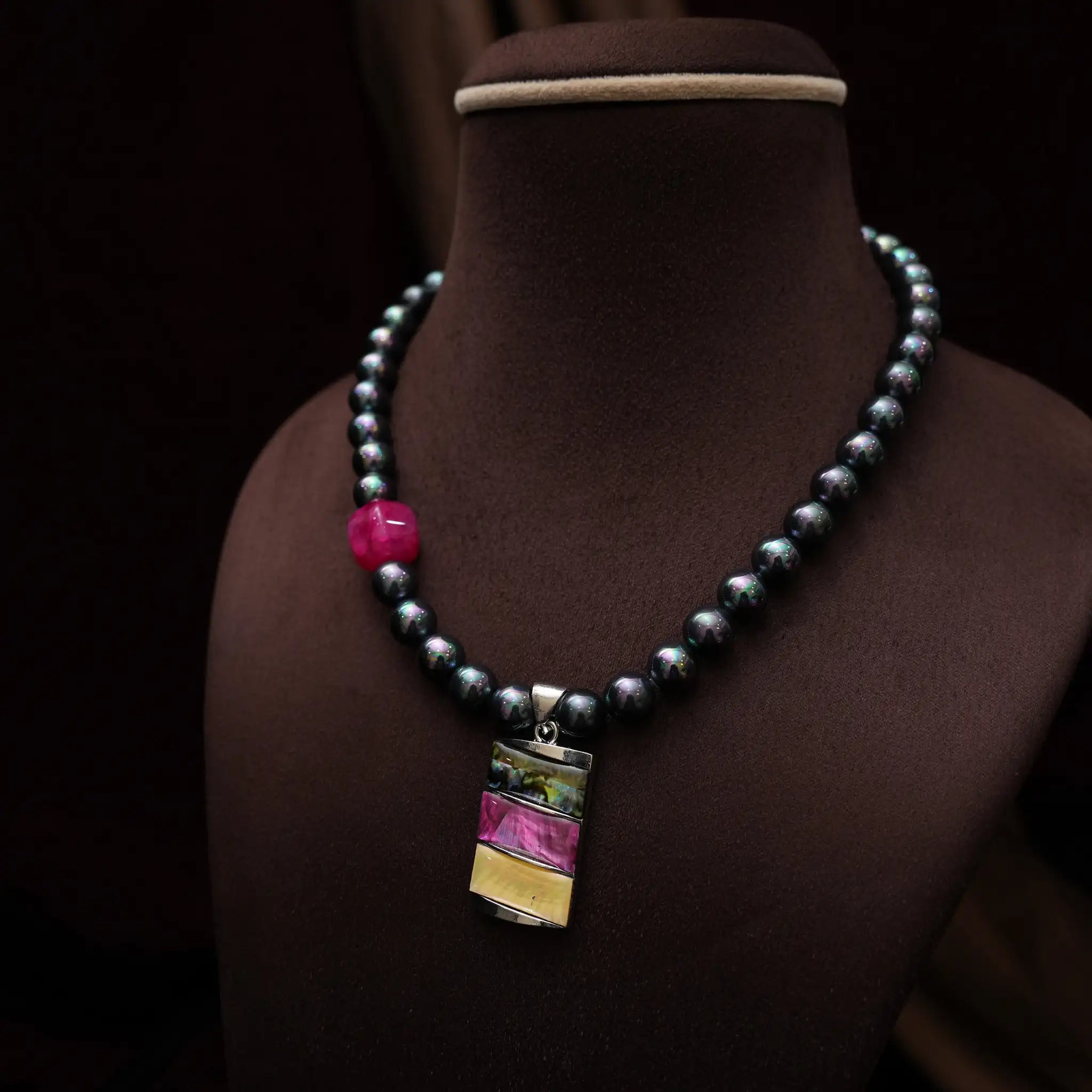 Meera Beaded Necklace - Grey