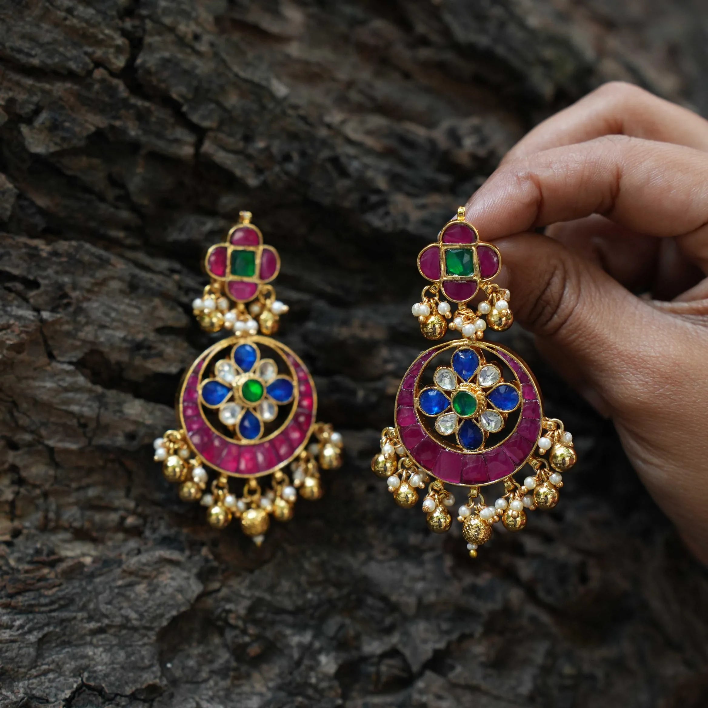 Megha Chandbali Earrings - Multicolor