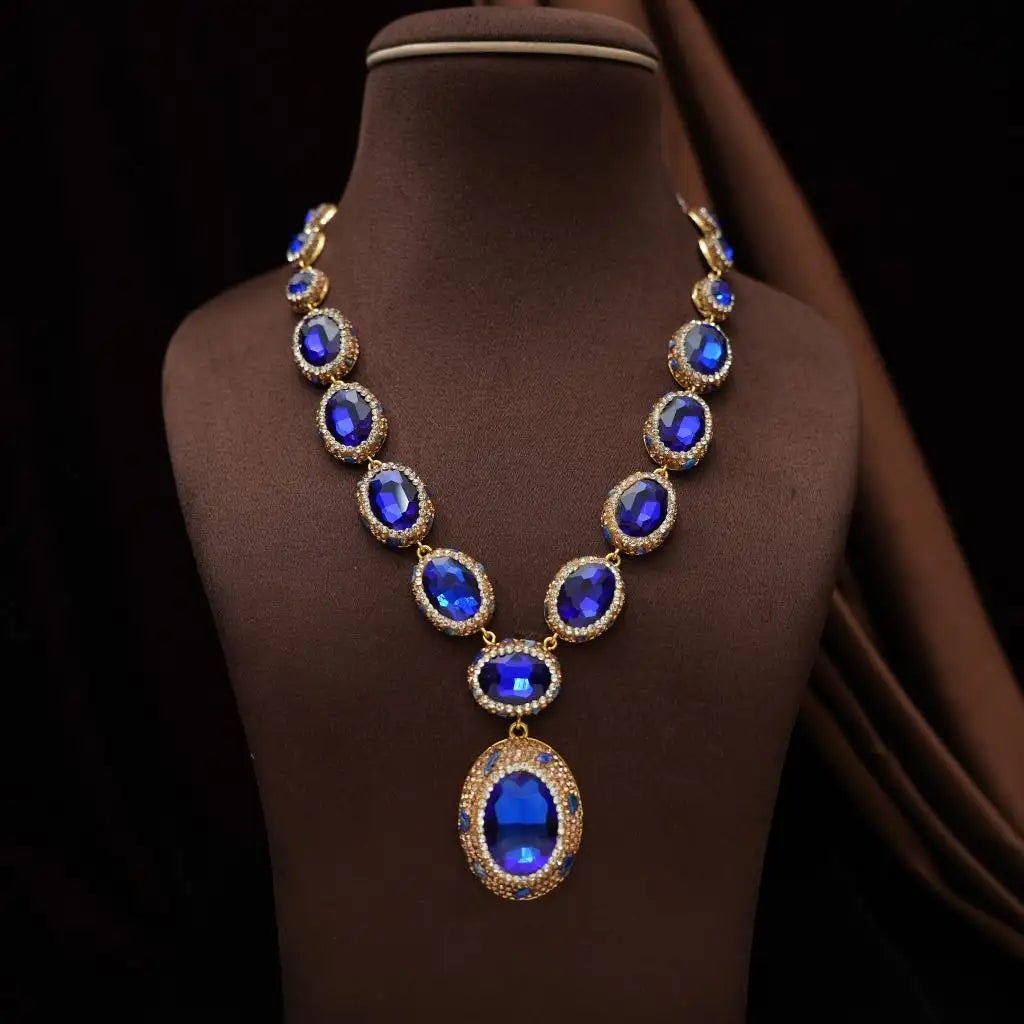 Mevika Zircon Necklace - Blue
