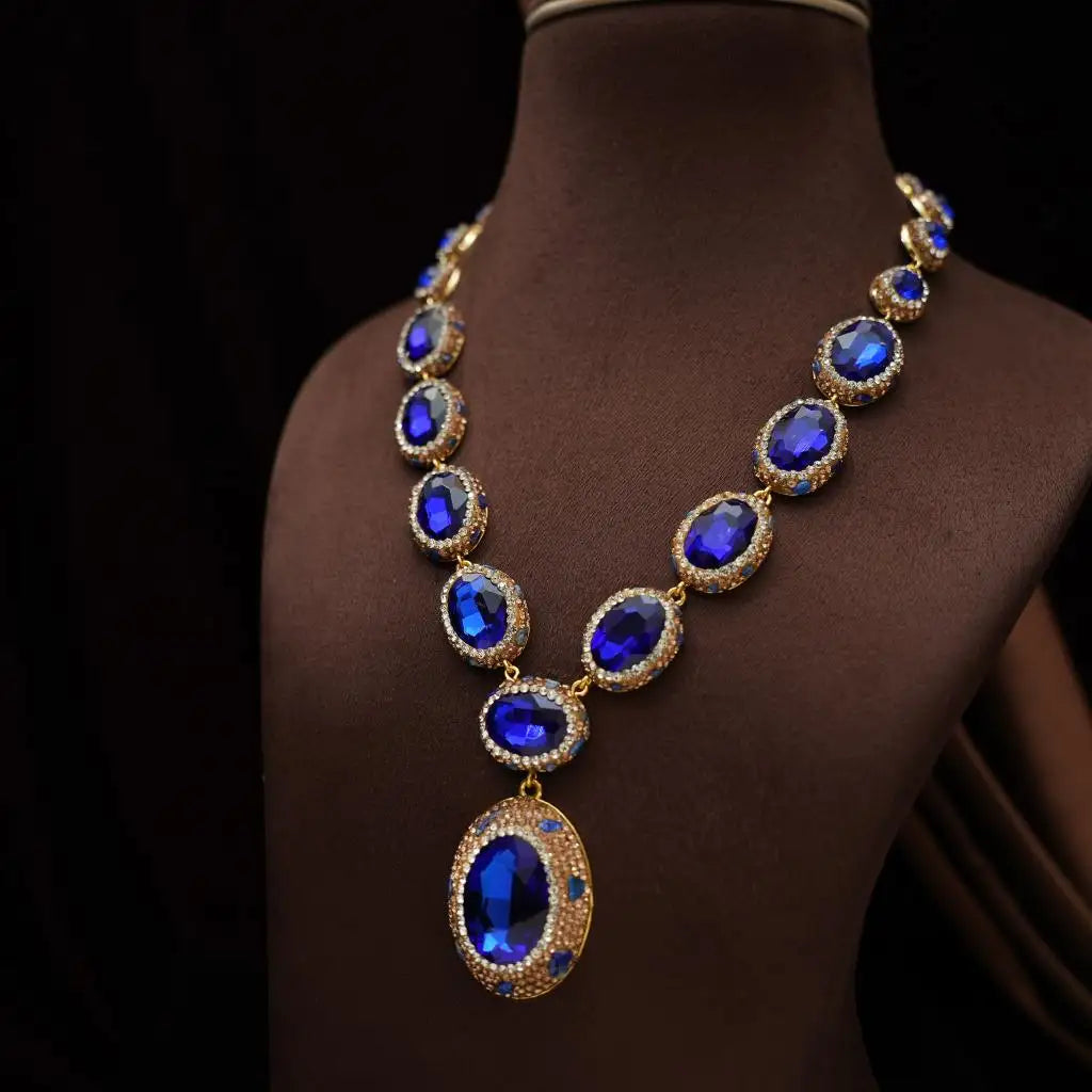 Mevika Zircon Necklace - Blue