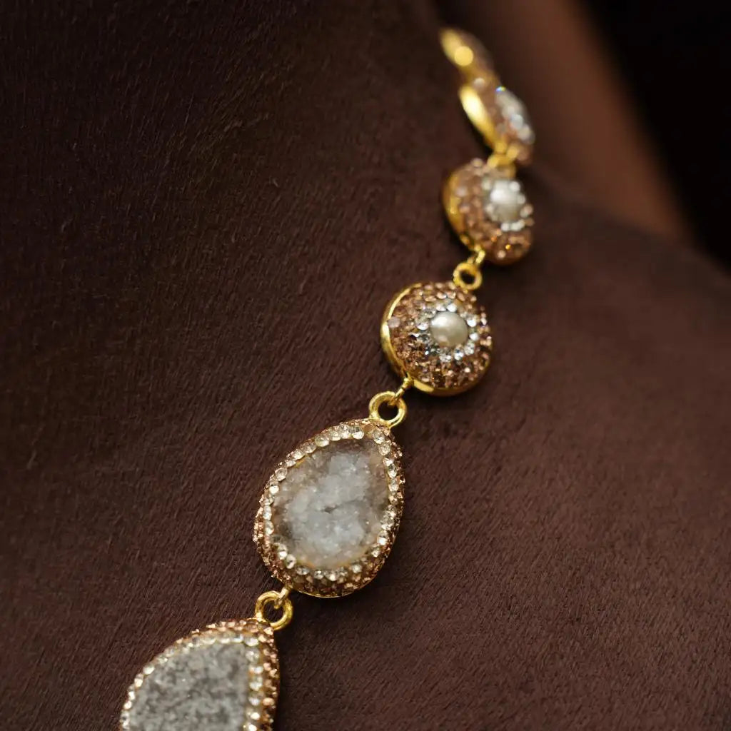 Mevika Zircon Necklace - Grey