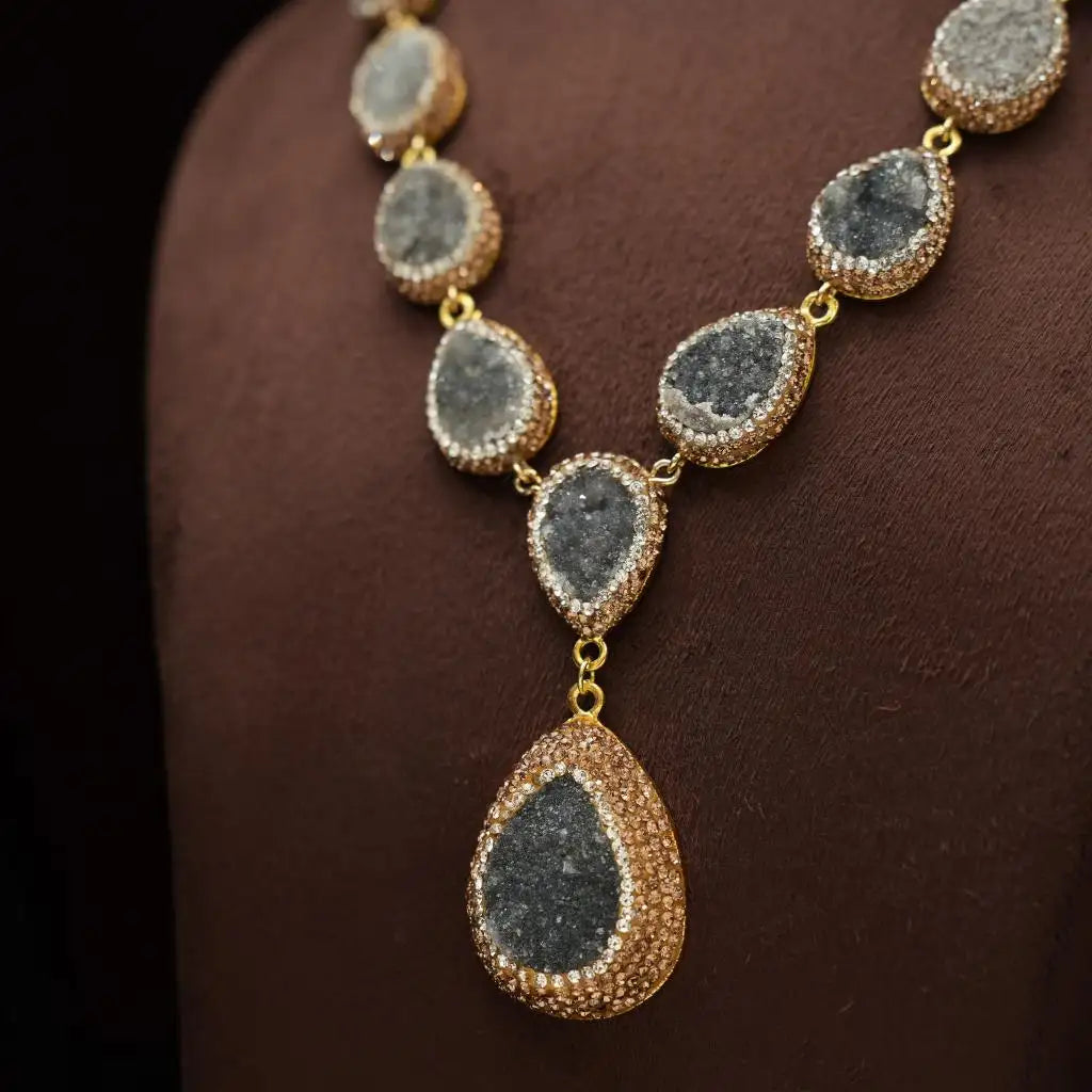 Mevika Zircon Necklace - Grey