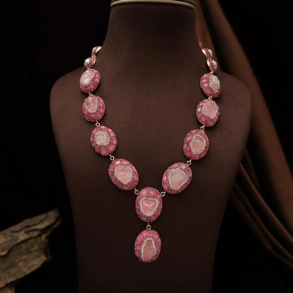 Mevika Zircon Necklace - Pink