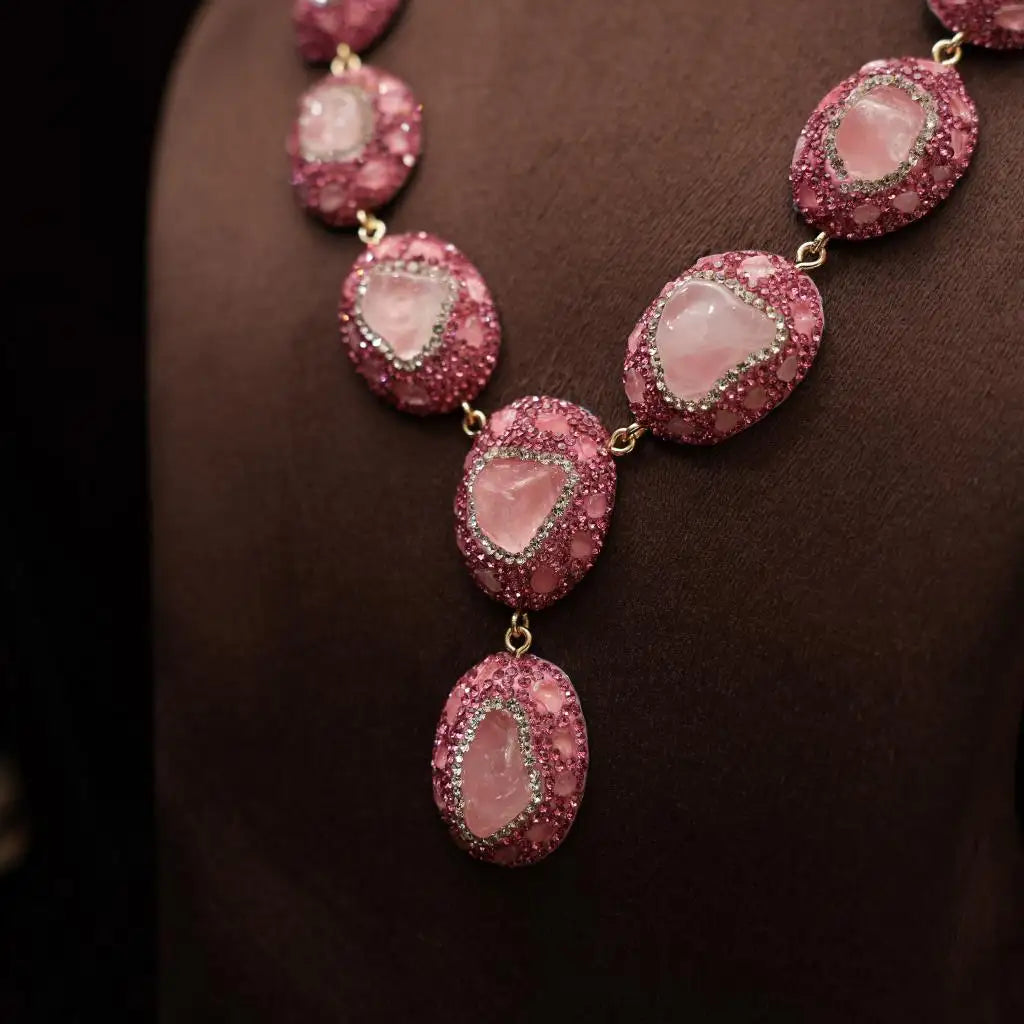 Mevika Zircon Necklace - Pink