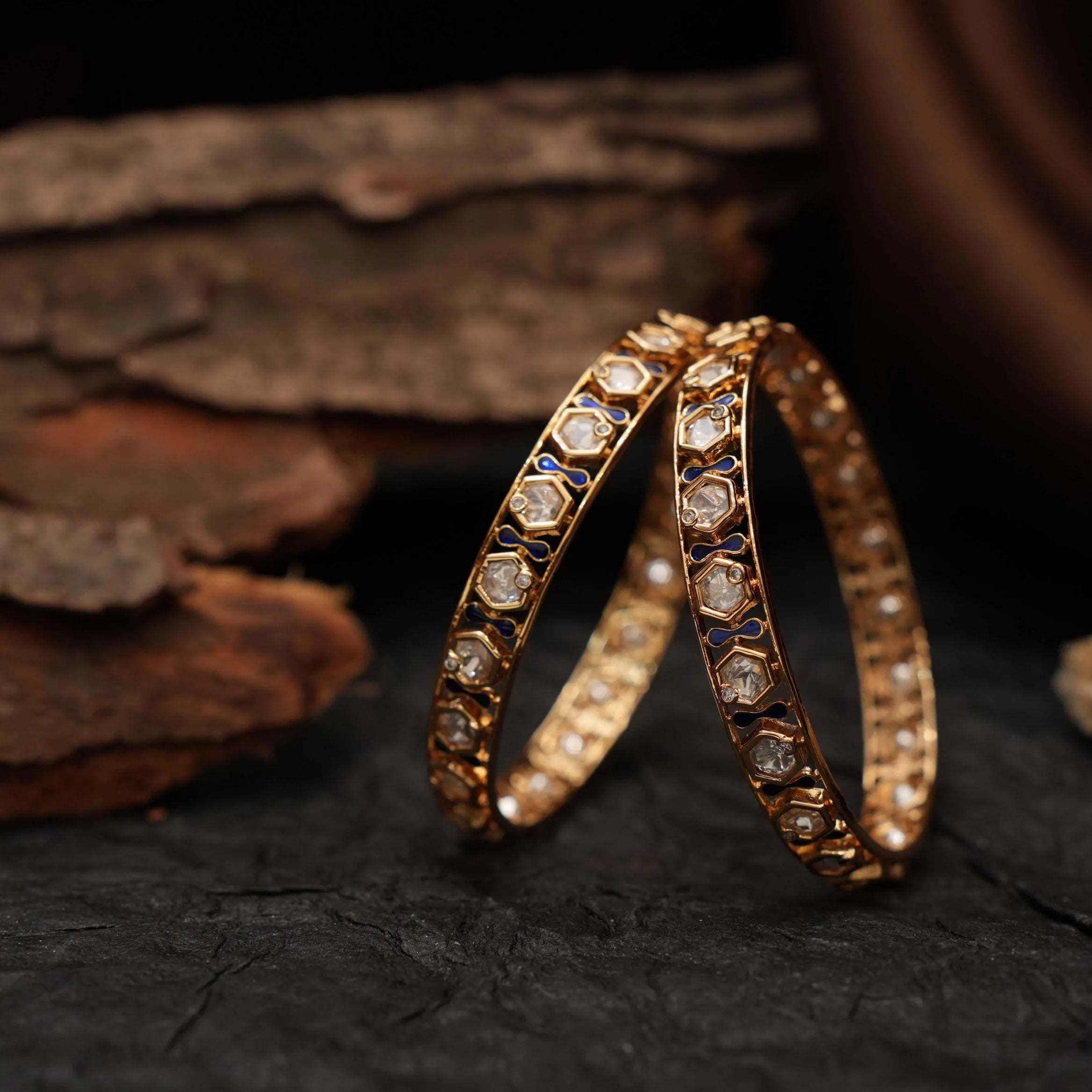 Mia Polki Bangles - Blue