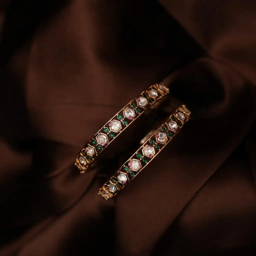 Mia Polki Bangles - Green