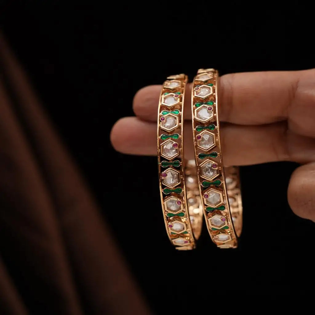 Mia Polki Bangles - Green