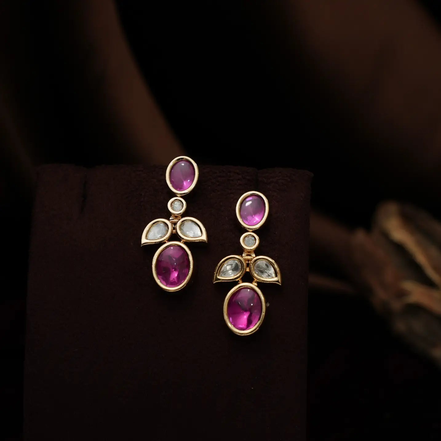 Mihika Polki Necklace - Ruby Pink