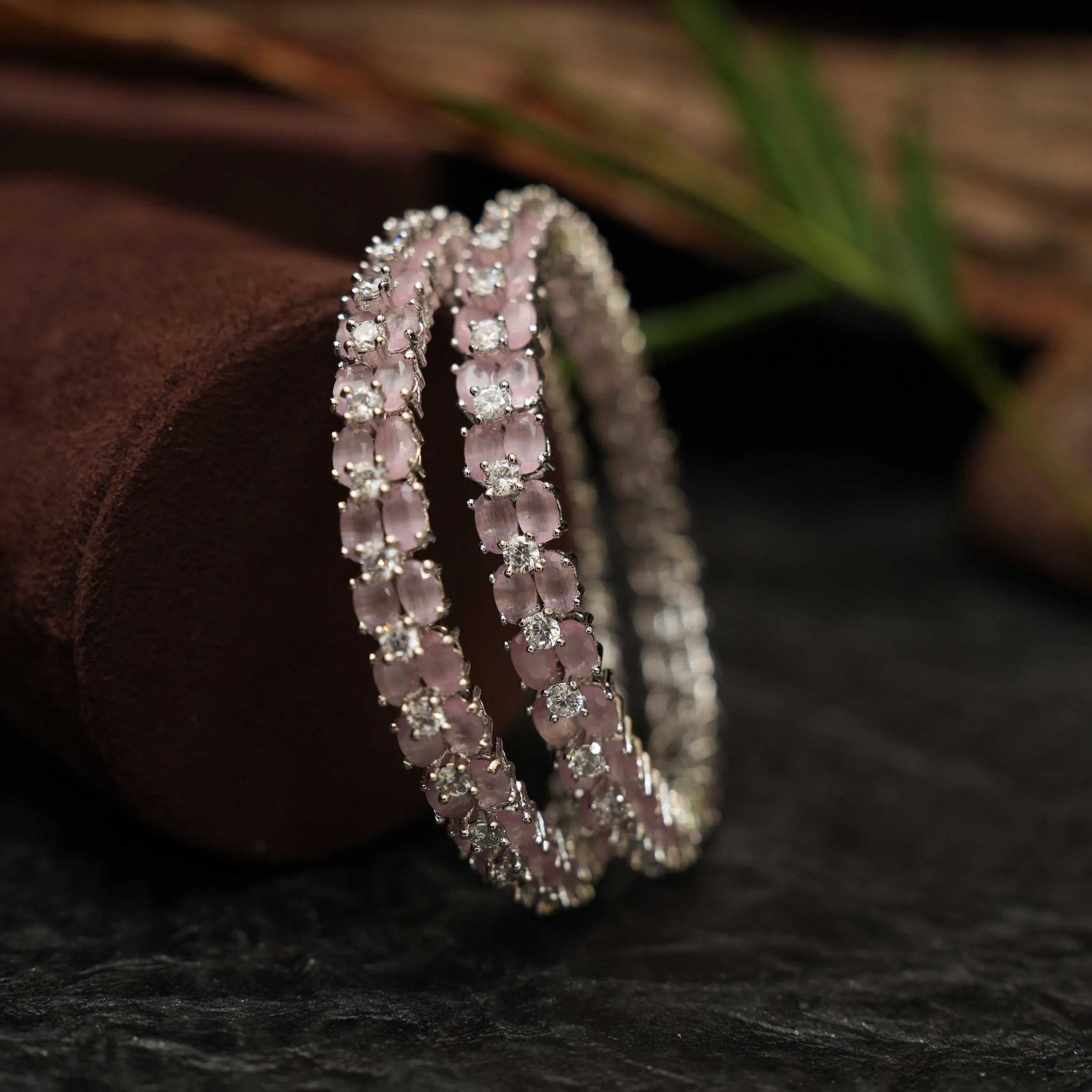 Minnu Zircon Bangle - Pastel Pink - Rimli Boutique