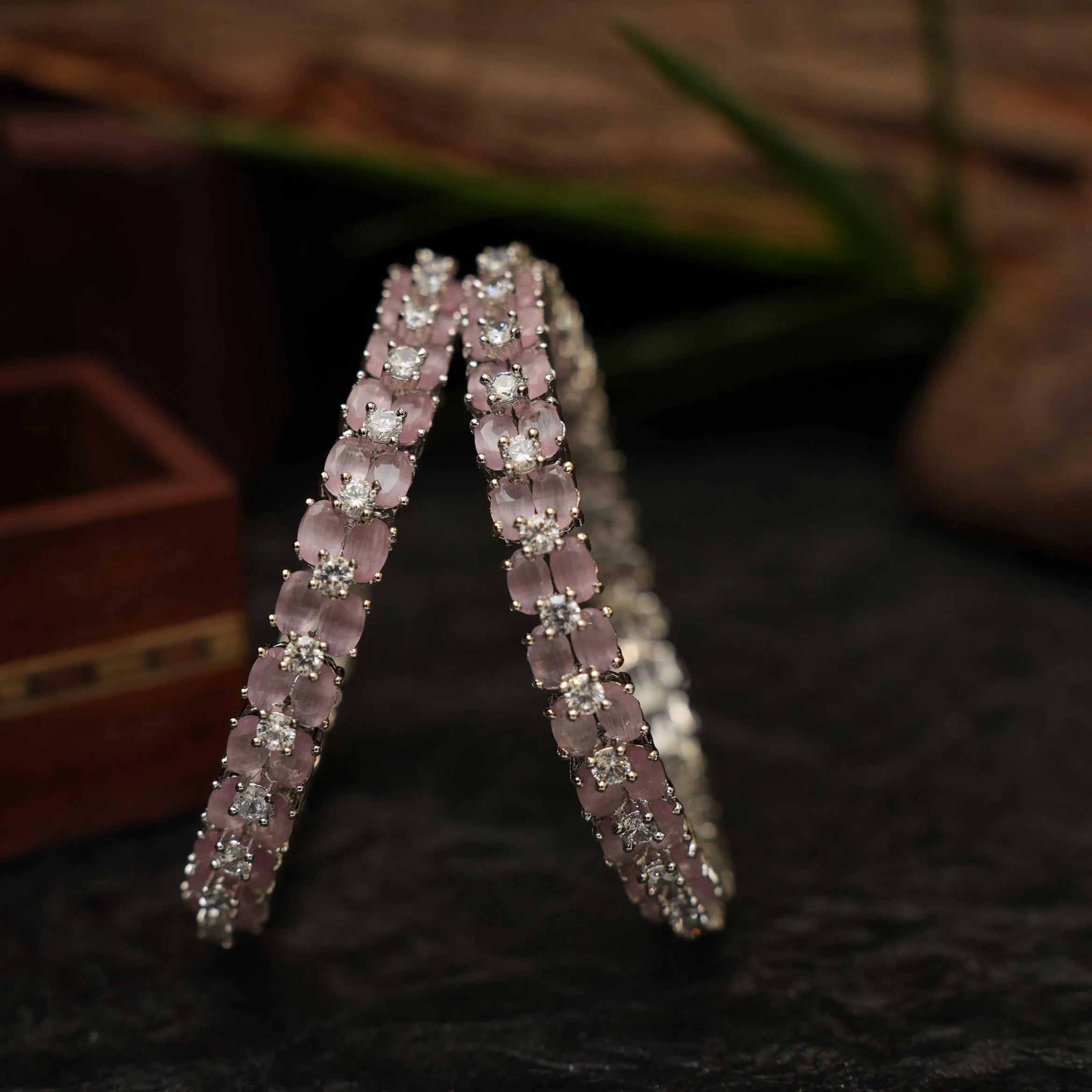 Minnu Zircon Bangle - Pastel Pink - Rimli Boutique