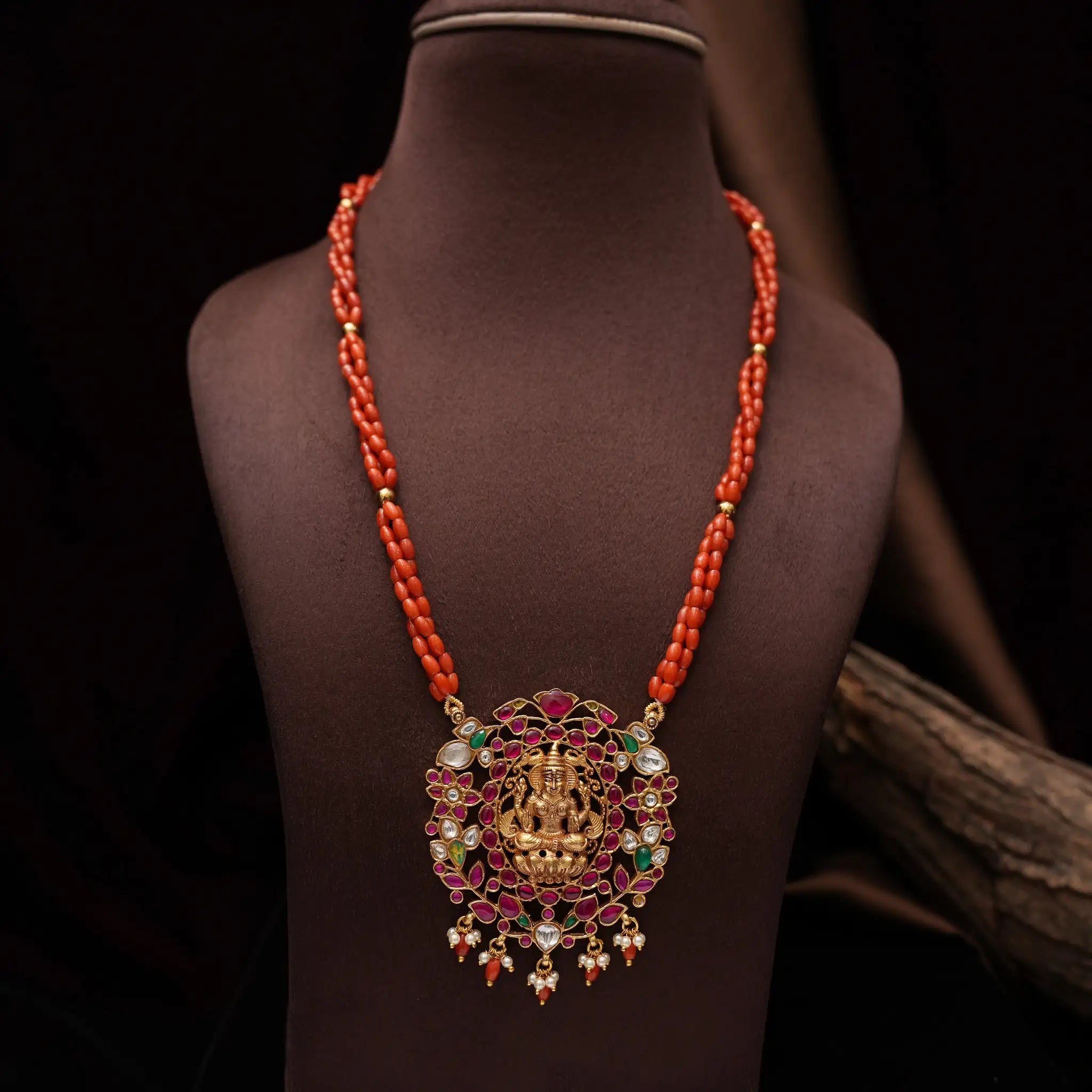 Miraya Beaded Coral Necklace