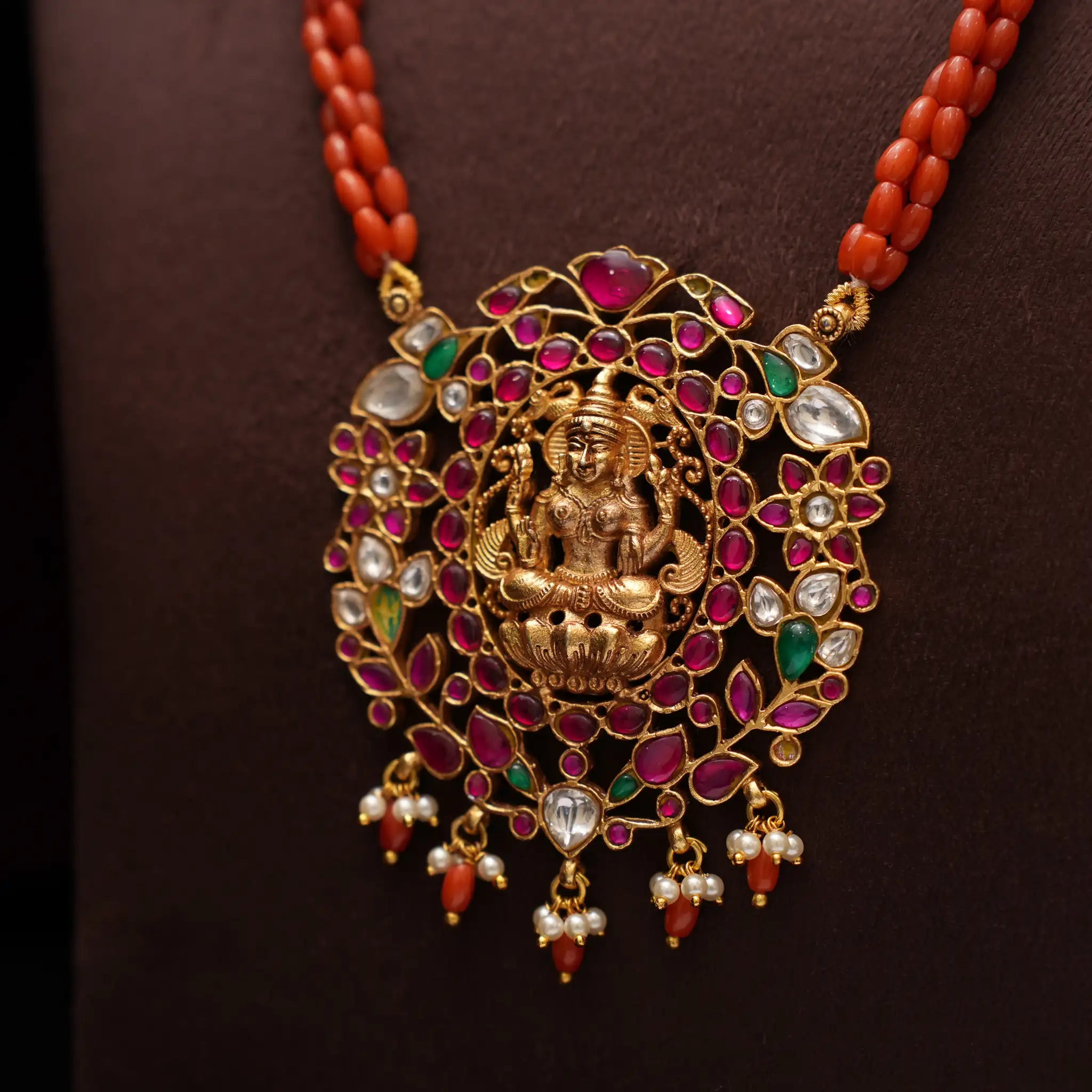 Miraya Beaded Coral Necklace