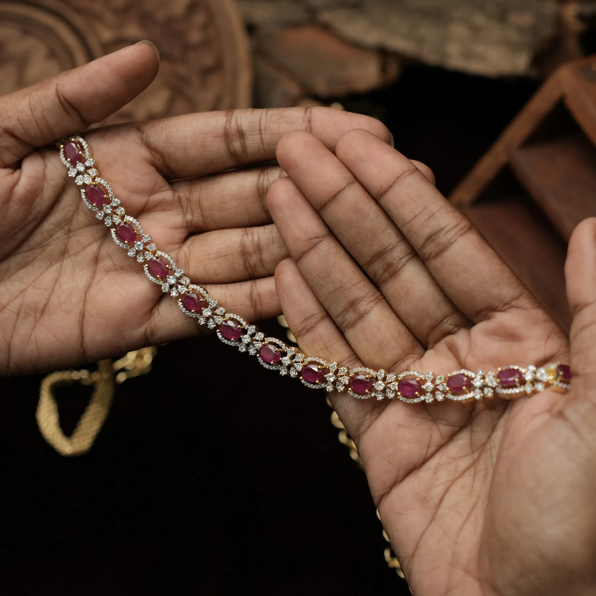 Mishika Zircon Hip Belt - Pink