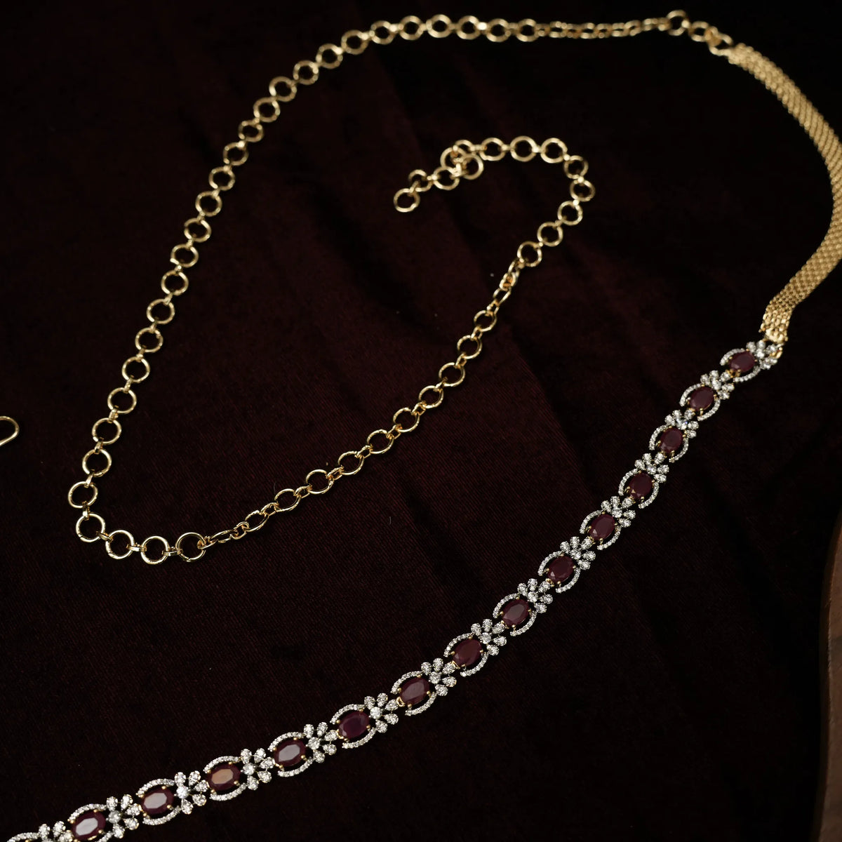 Mishika Zircon Hip Belt - Pink