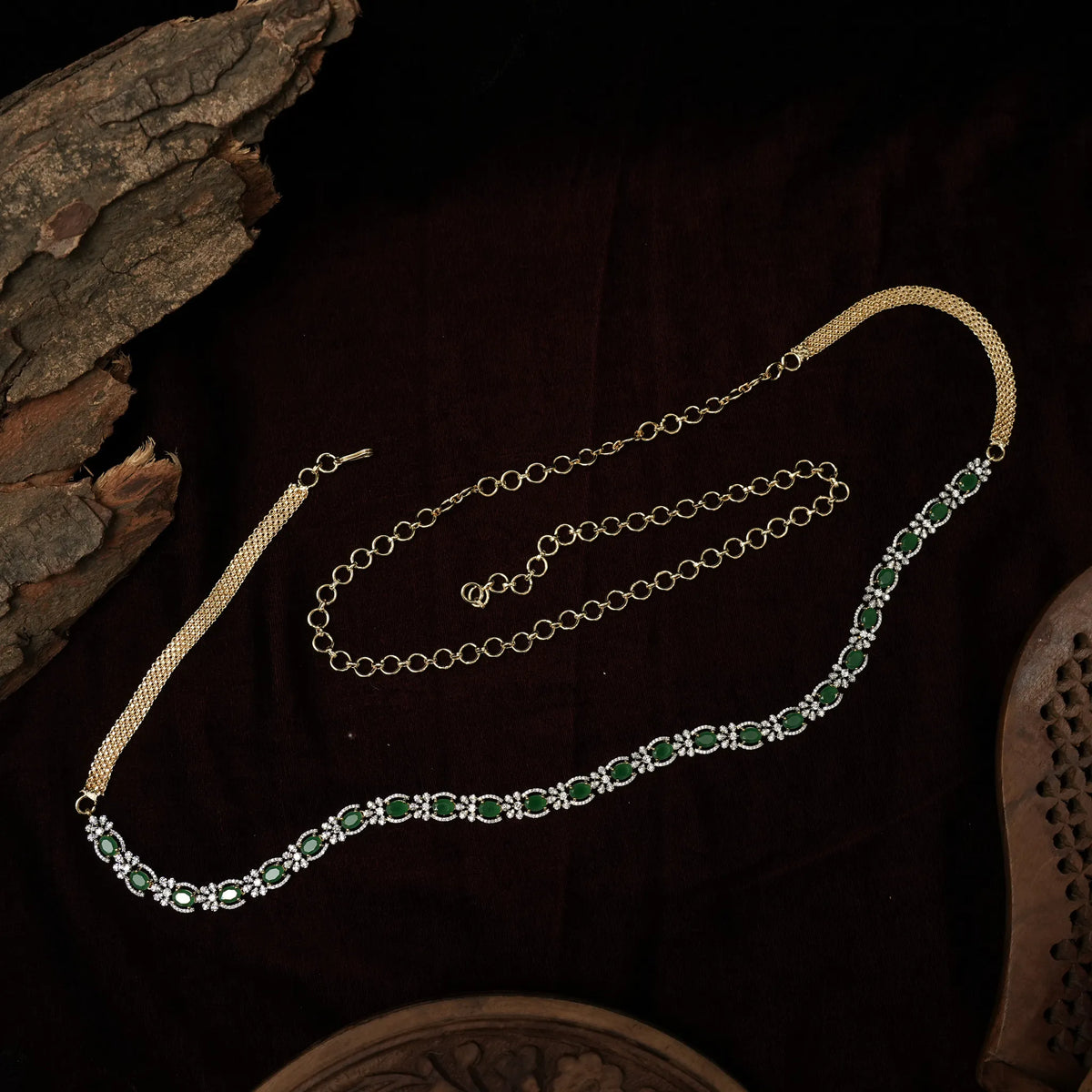 Mishika Zircon Hip Belt - Green