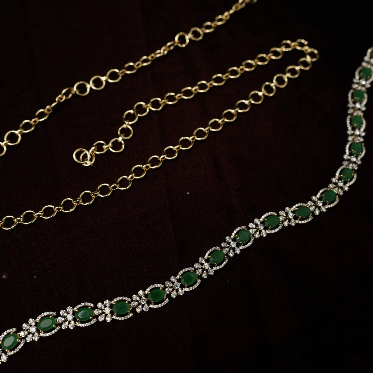 Mishika Zircon Hip Belt - Green