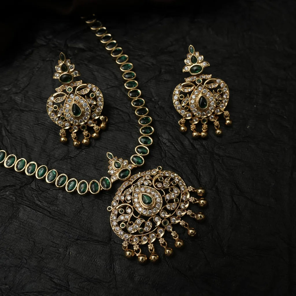 Mishree Antique Necklace - Green Short