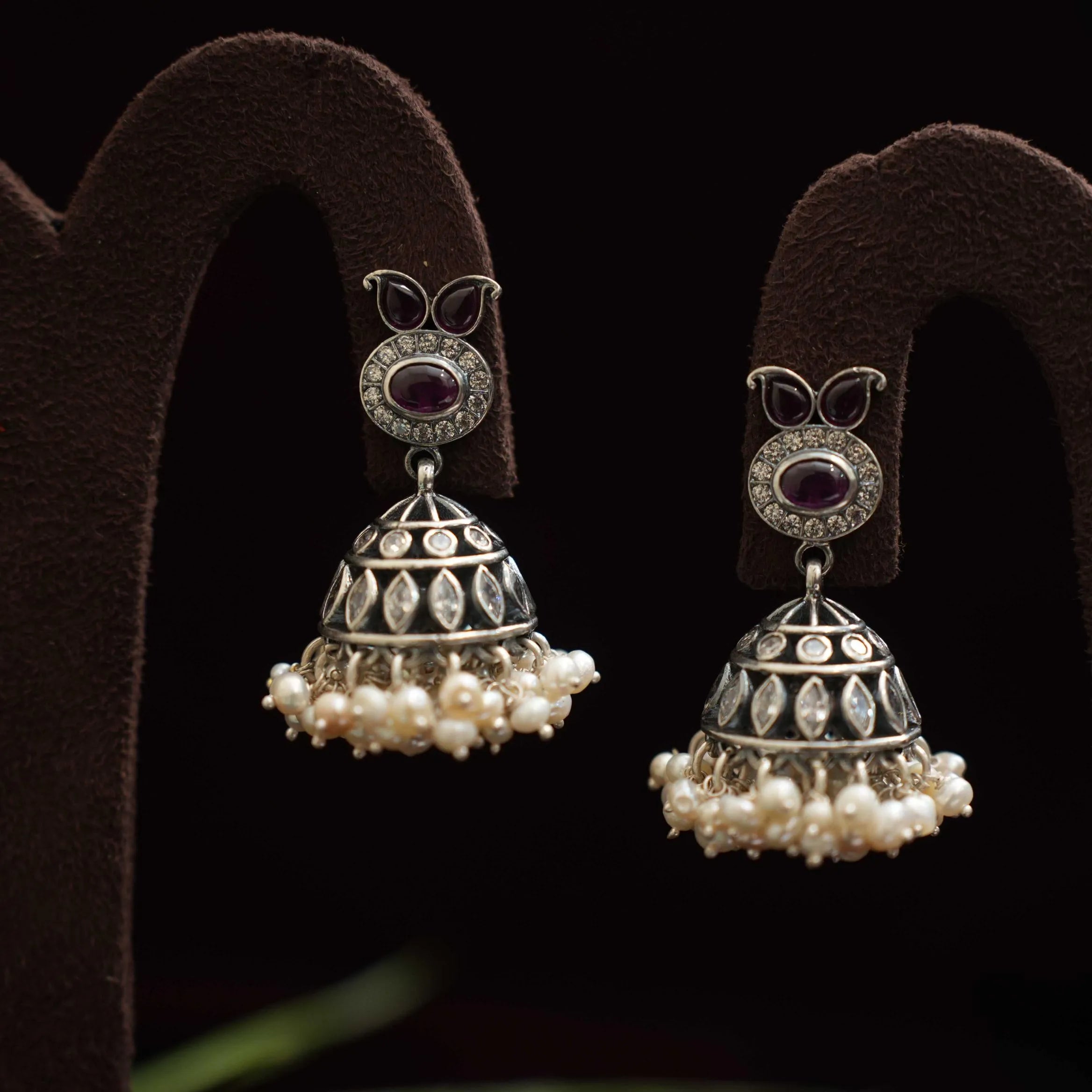 Mitansh Silver Jhumka Earrings