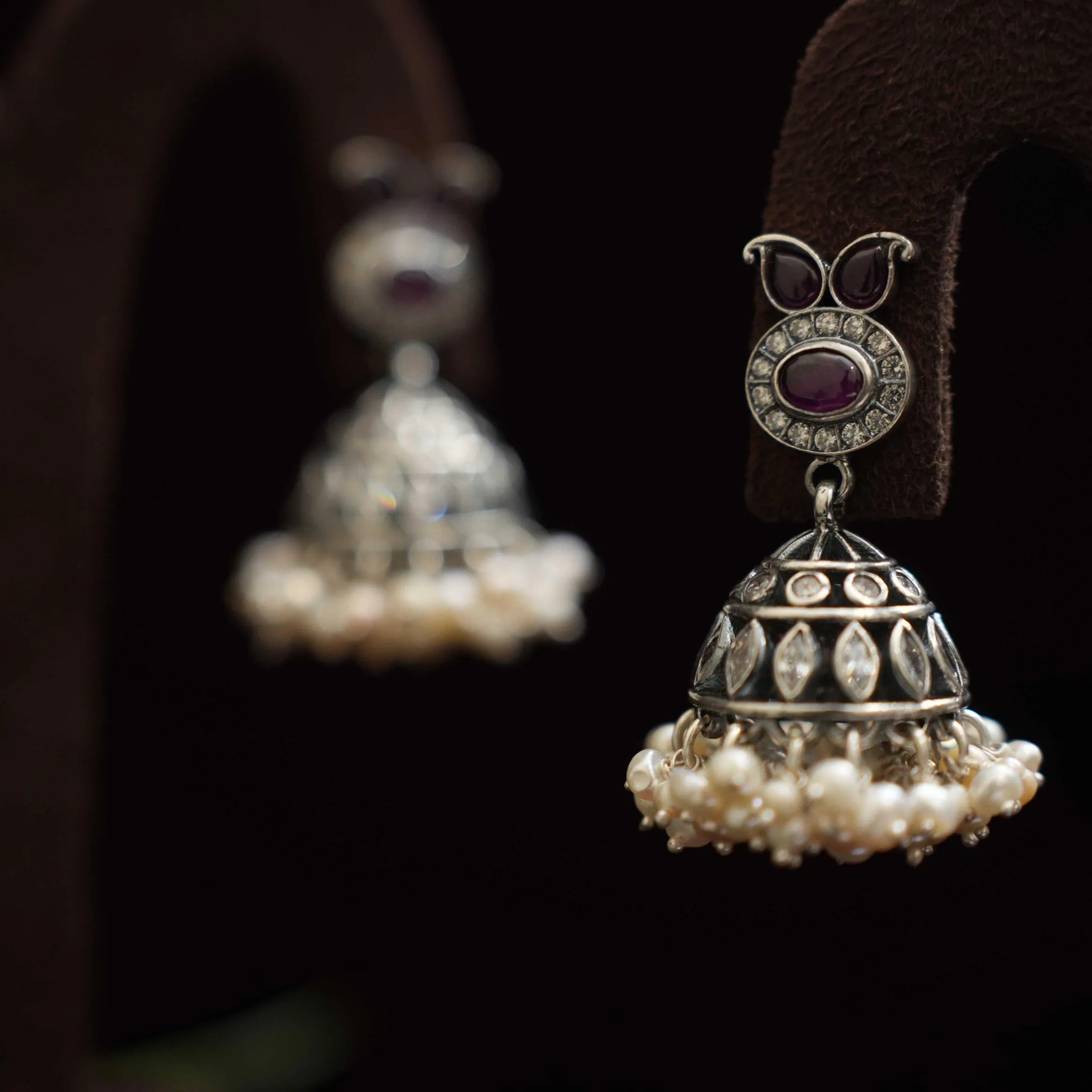 Mitansh Silver Jhumka Earrings