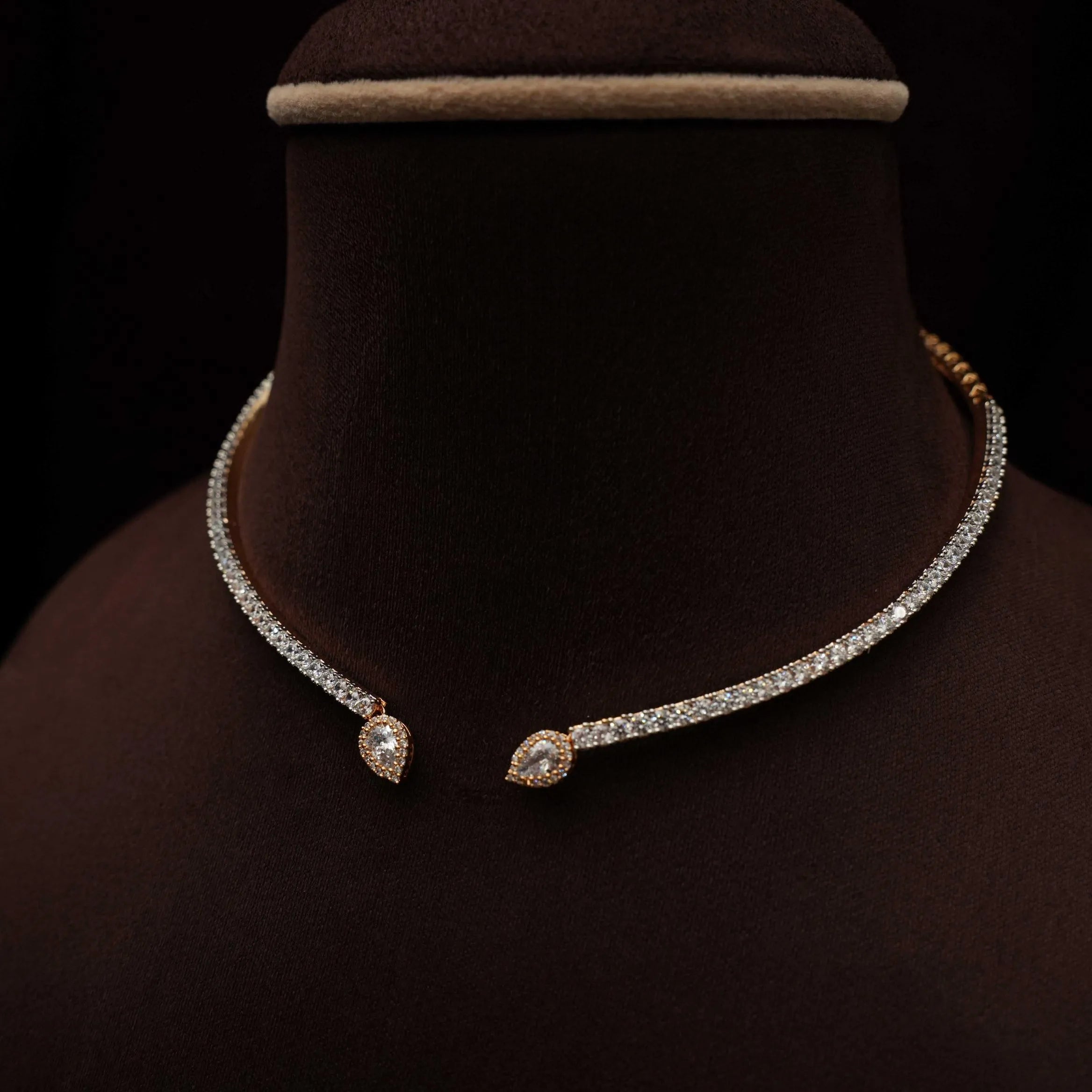 Mithun Zircon Open Choker Set - Gold Color