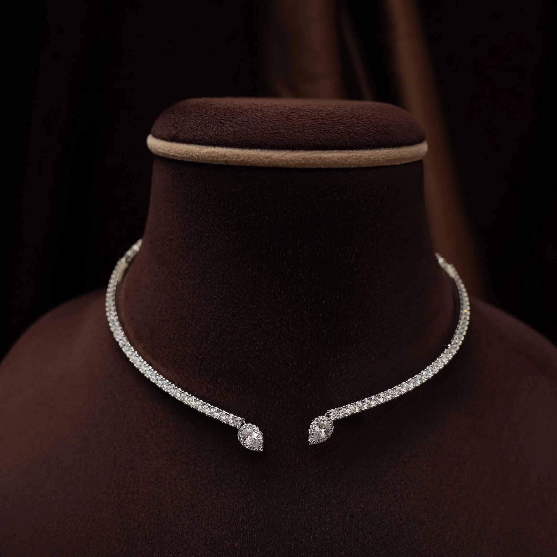 Mithun Zircon Open Choker Set - Silver Color