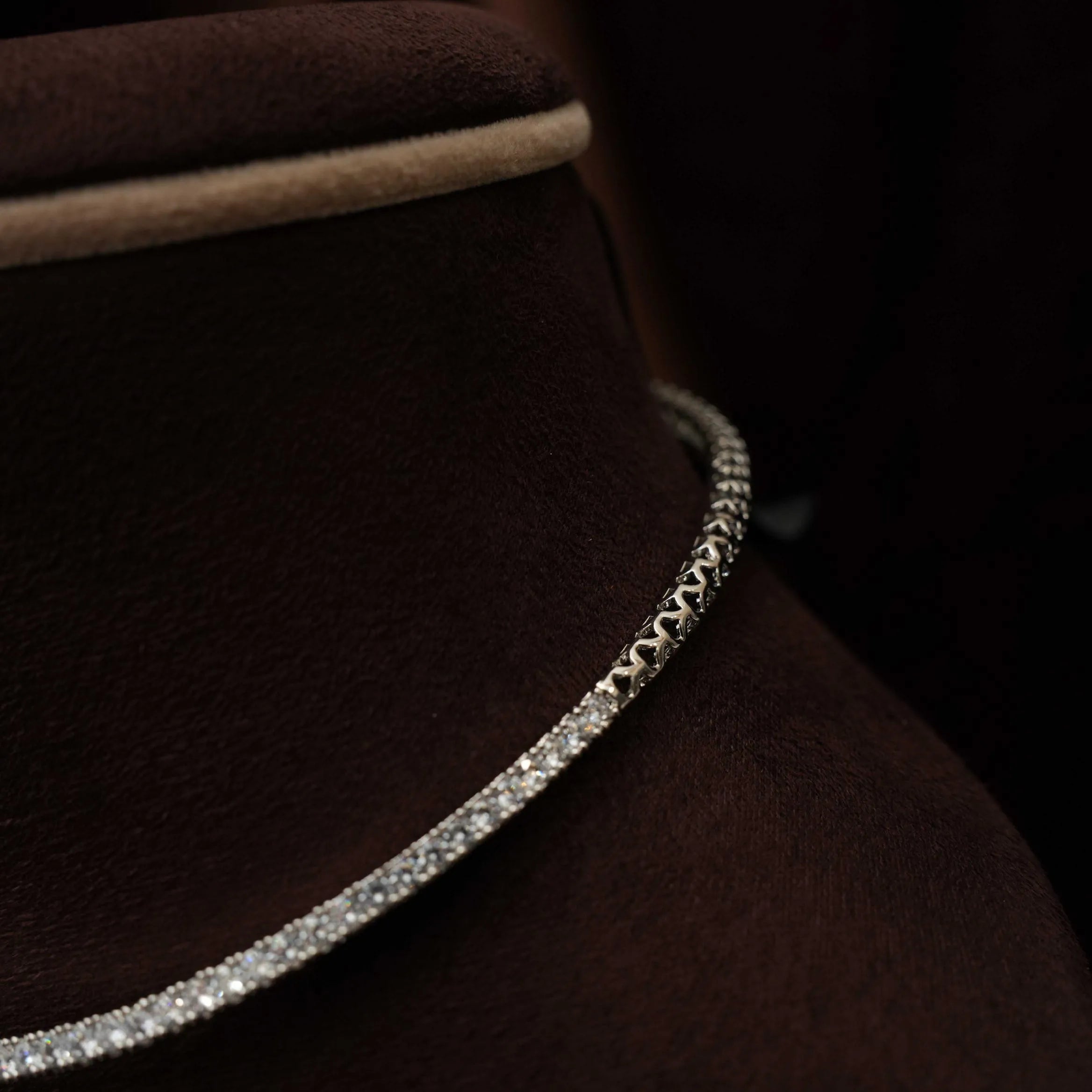 Mithun Zircon Open Choker Set - Silver Color