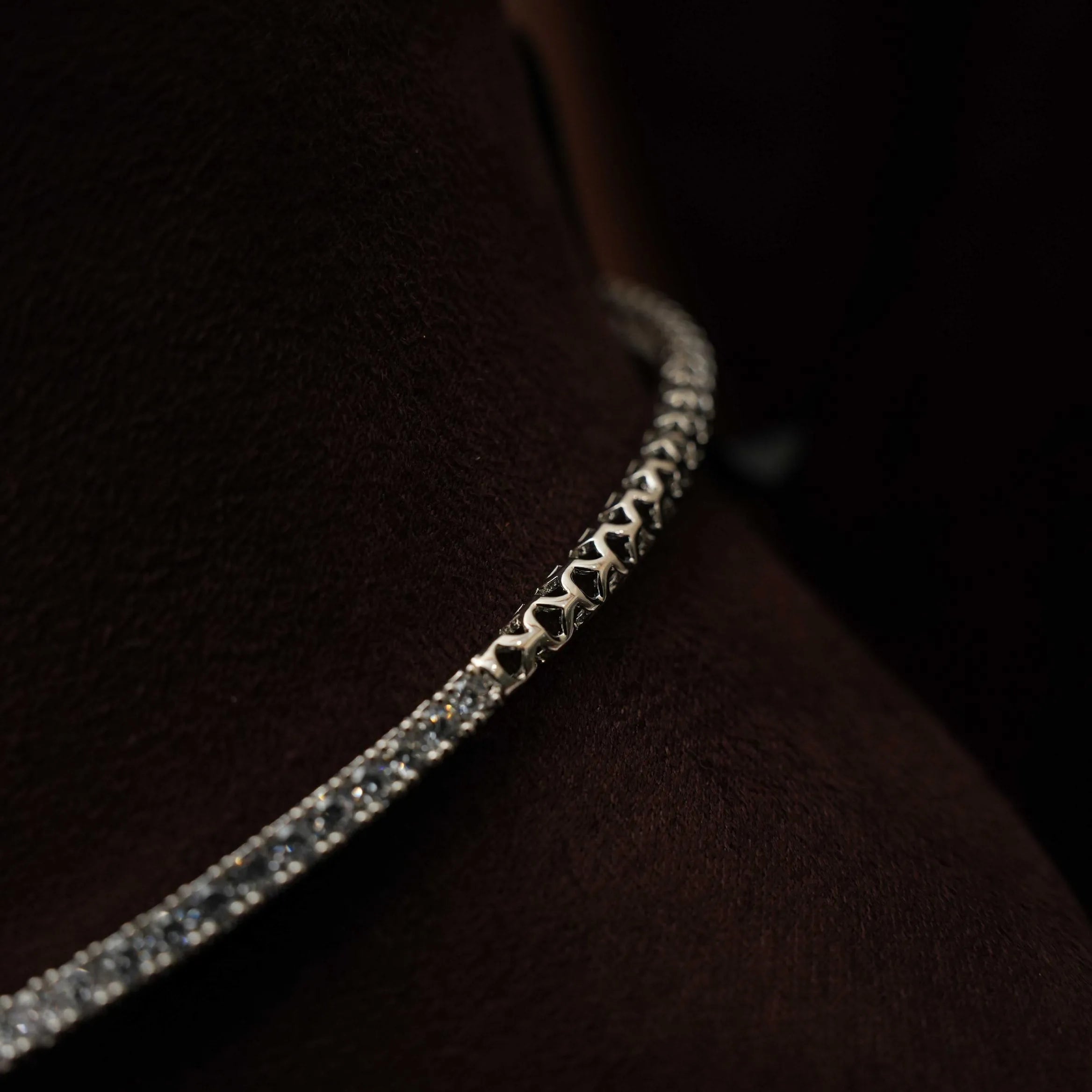 Mithun Zircon Open Choker Set - Silver Color